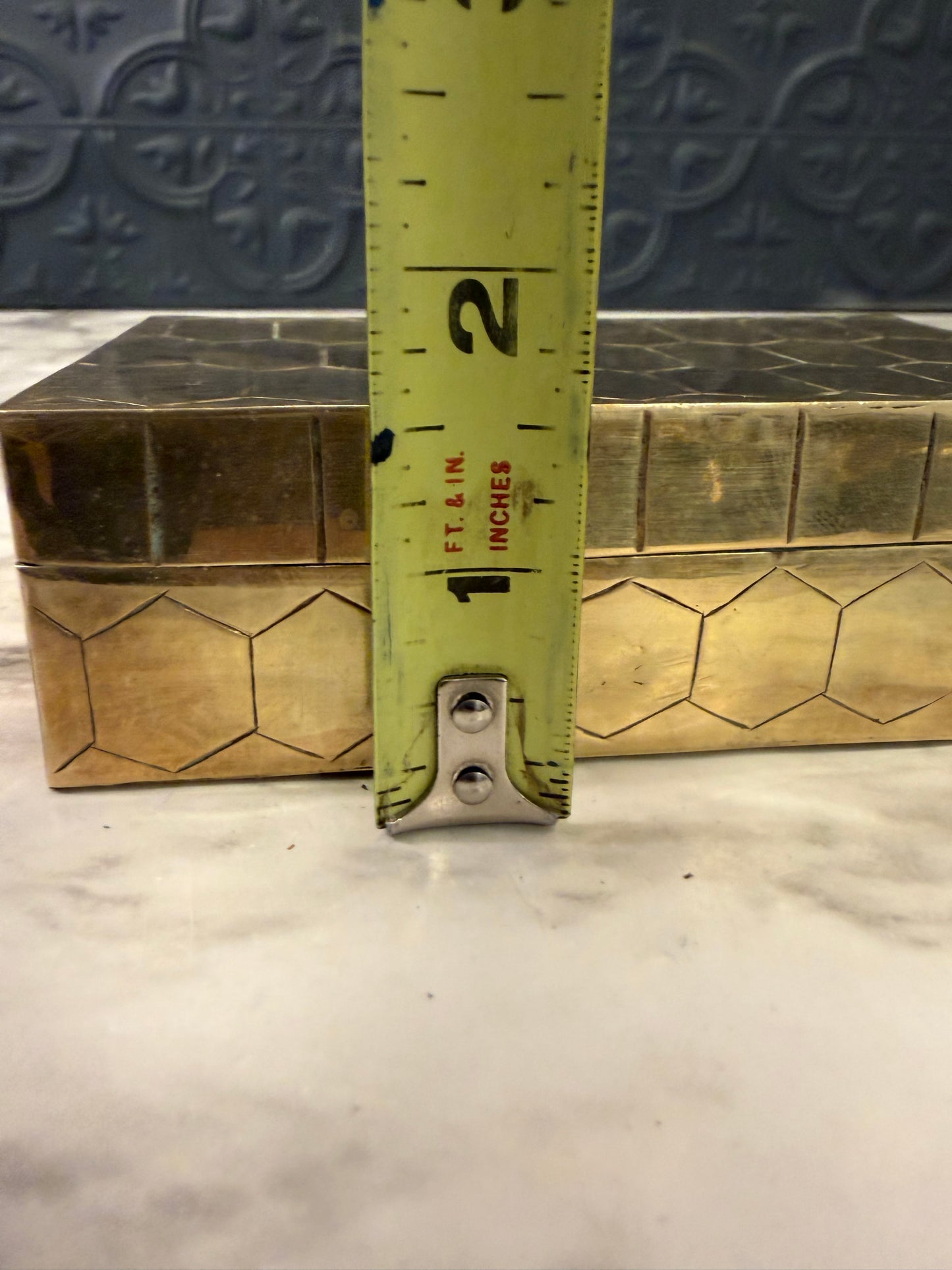 Brass Box with Honeycomb Pattern