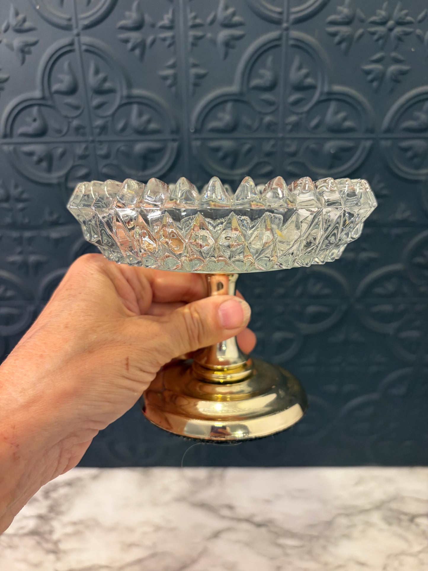 Sawtooth Glass Pedestal Dish