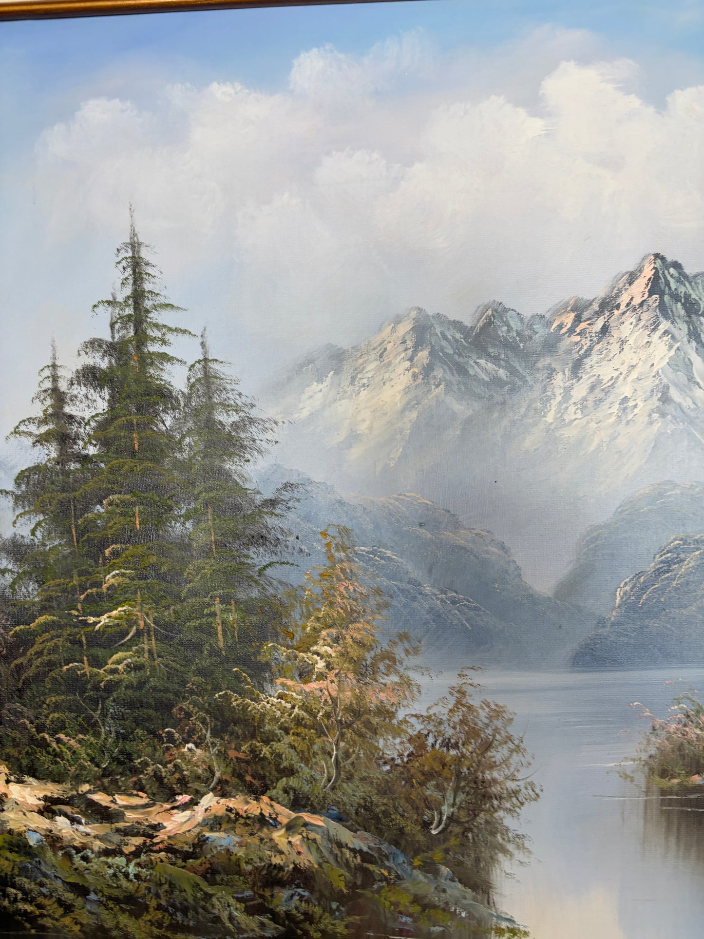 Landscape painting by R Boren  Mountains and Water