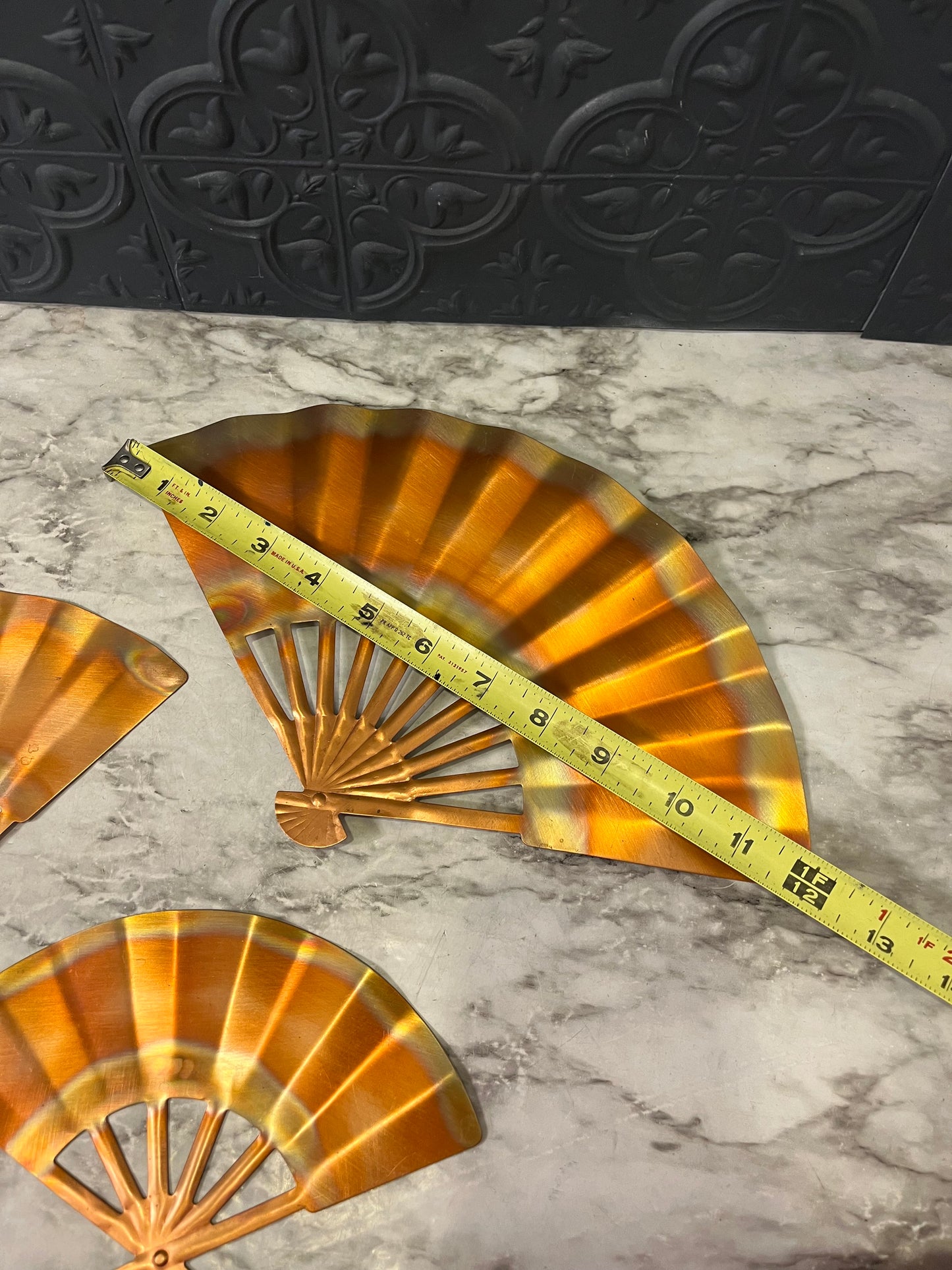 Set of 3 Copper Fans Wall Decor