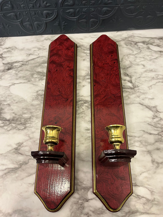 Red Home Interiors Candle Sconce Set