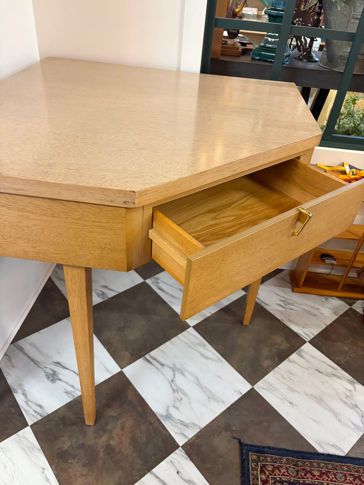 Mid Century Laminate Top Corner Desk Light Wood Color