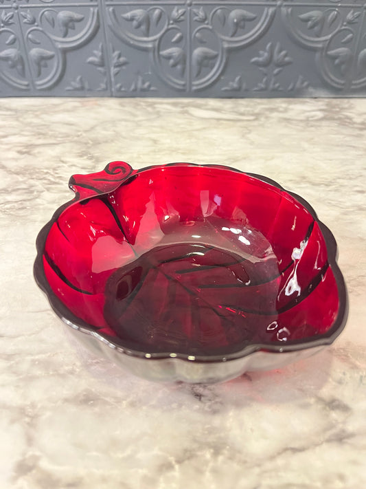 Ruby Red Glass leaf bowl