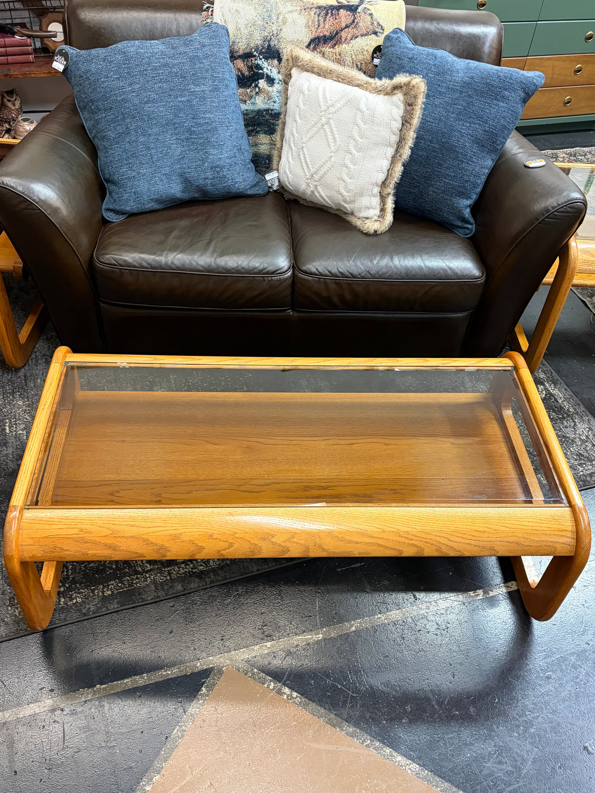 Mid Century Lou Hodges Style Coffee Table with Smoke Glass