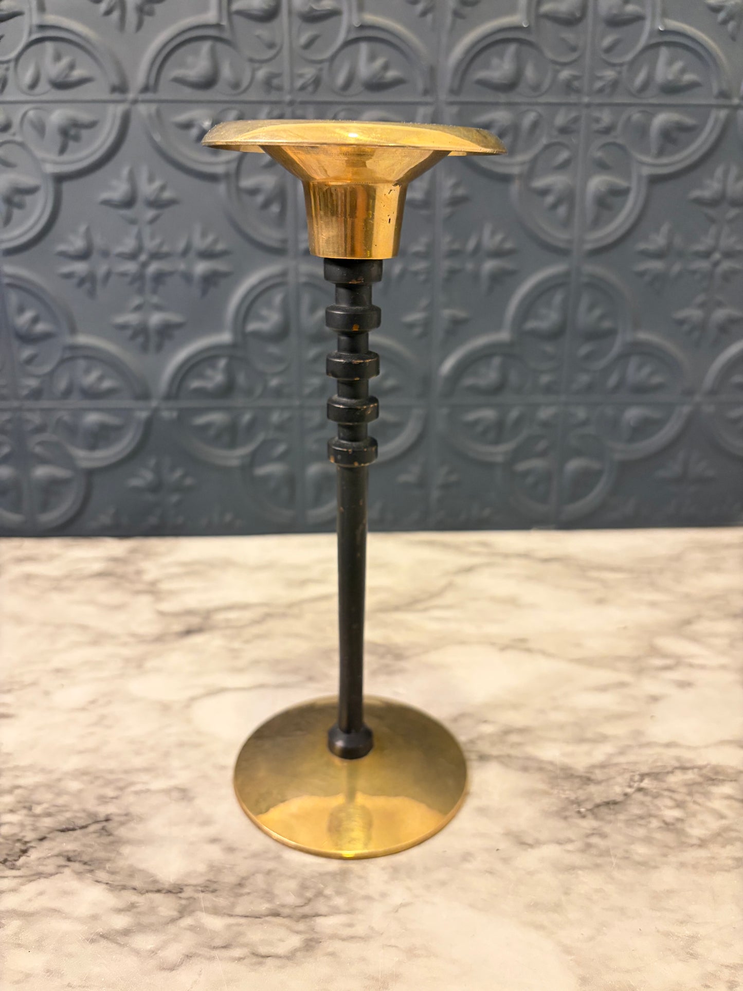 8" brass candle Holder with Black Stem