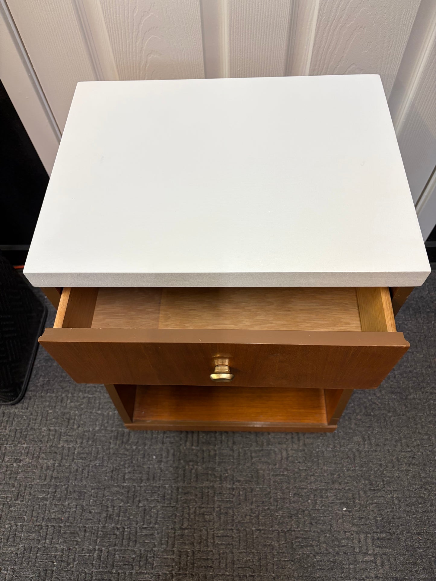 Mid Century Nightstand with White Top