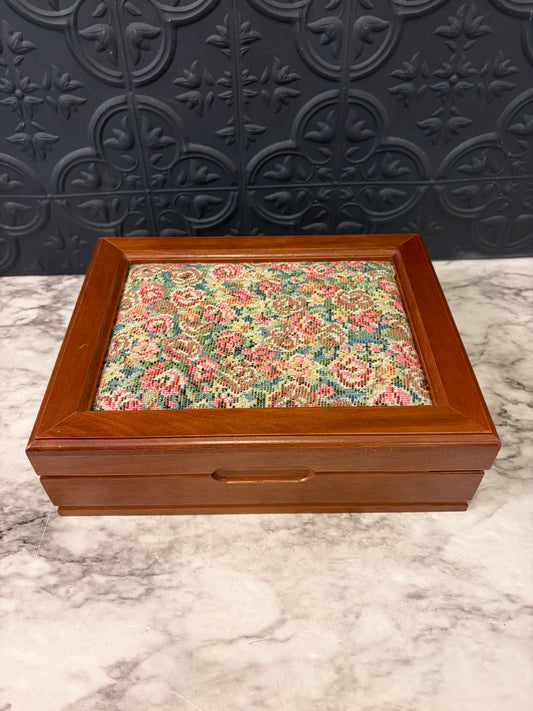 Jewelry Box with Pink Embroidered Top
