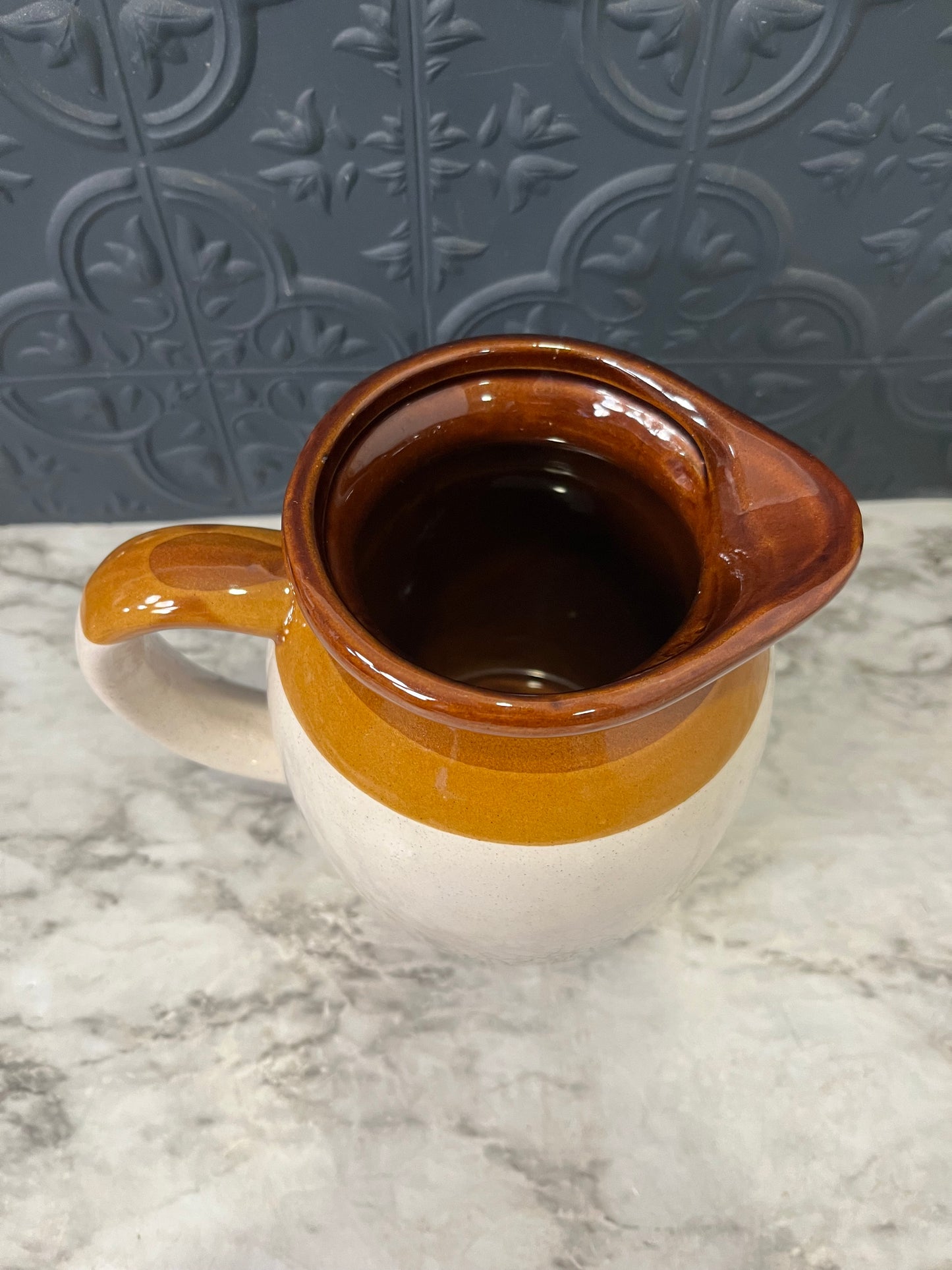 White Stone Pitcher with Brown Rim Taiwan