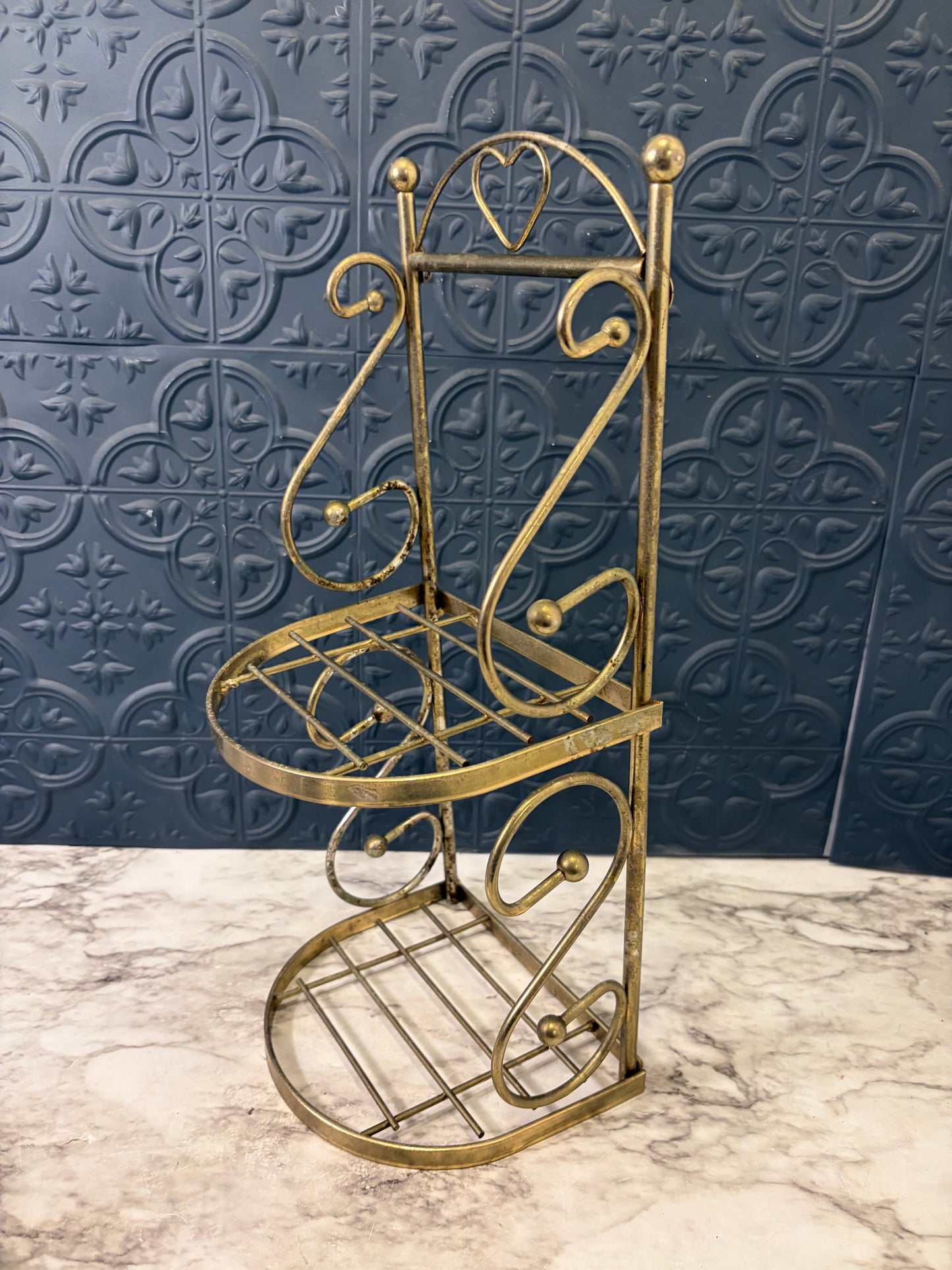 Small Brass 2 Shelf with Heart