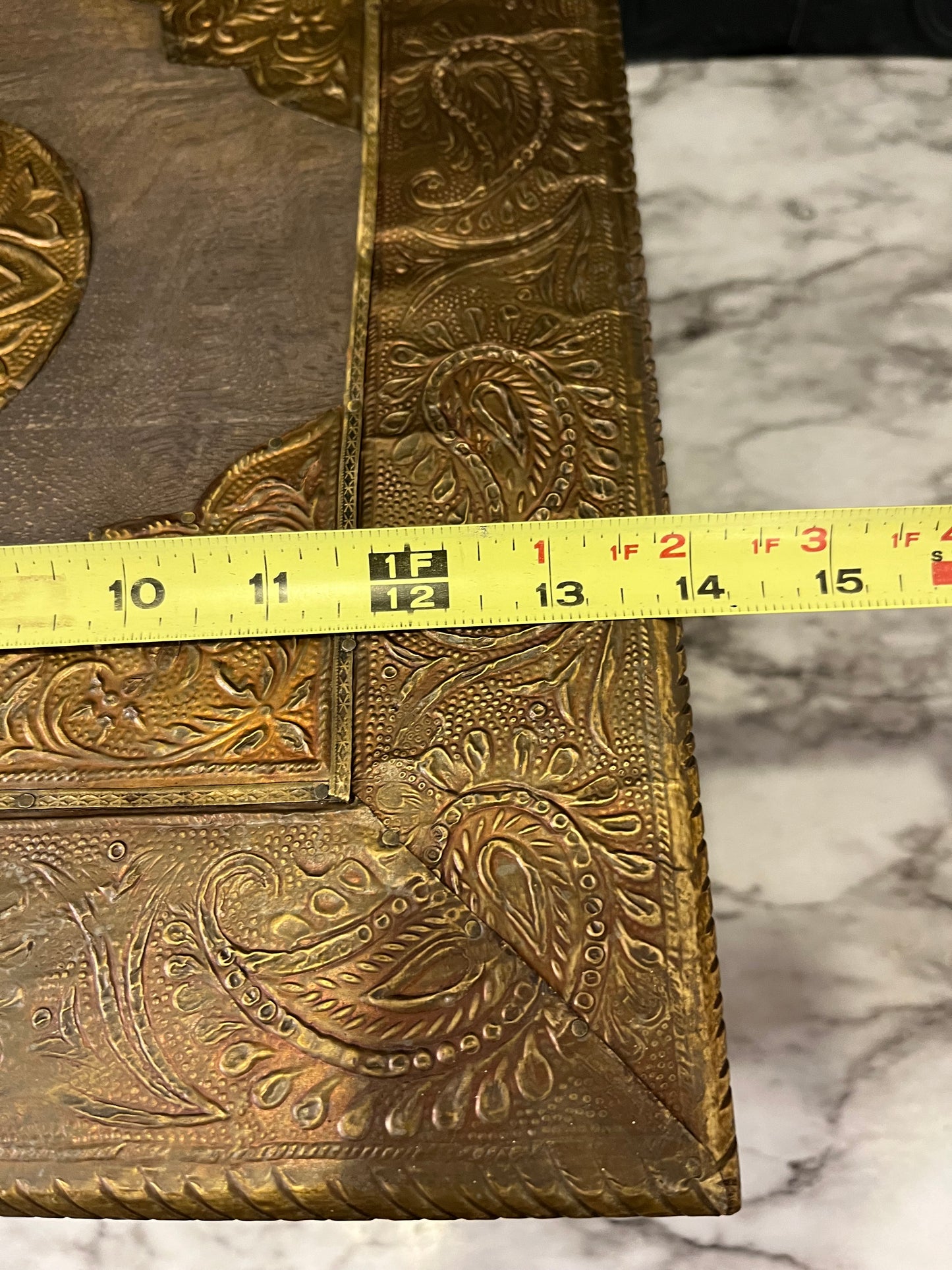 Embossed Metal and wood Riser (pooja chowki)