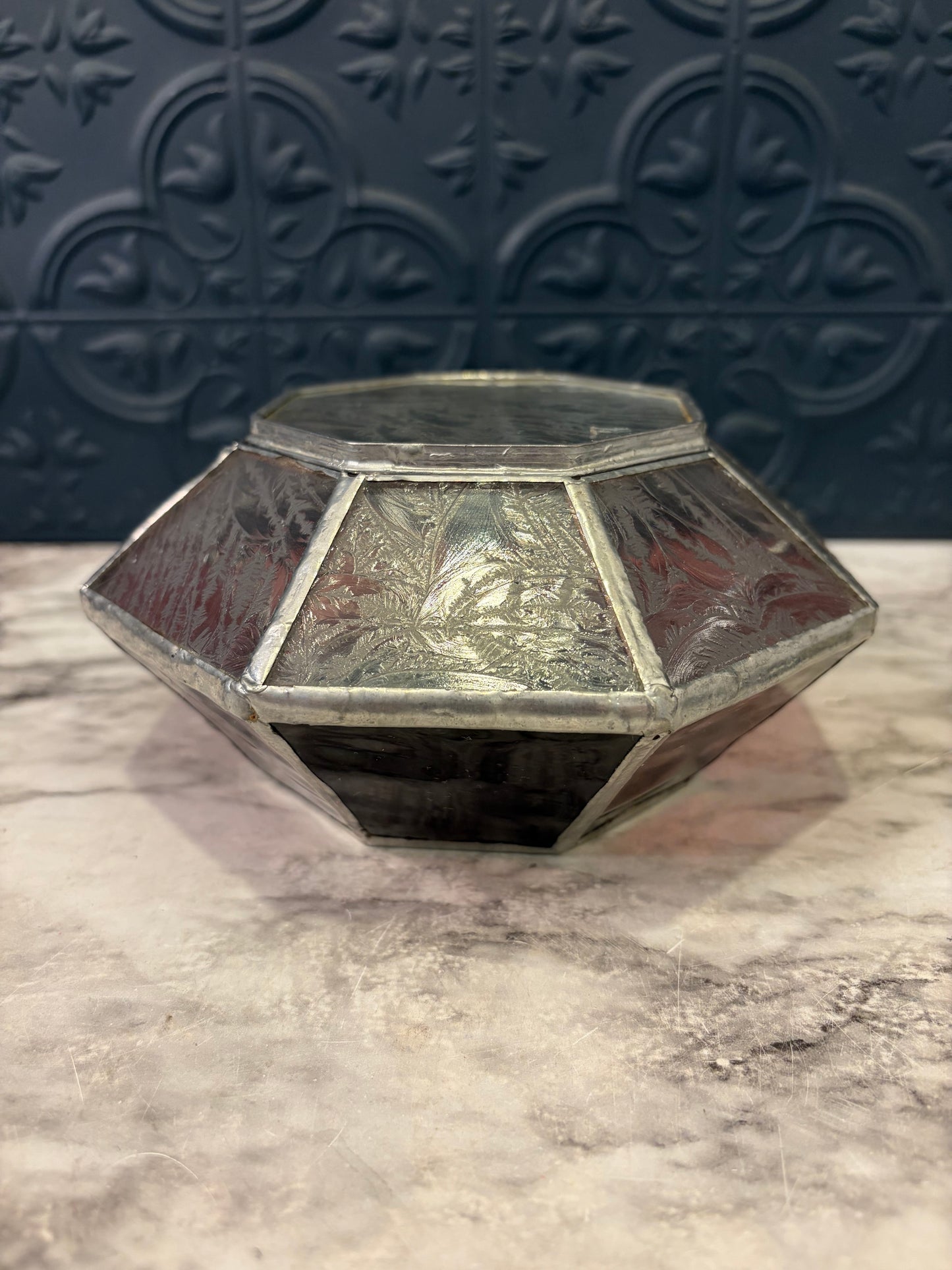 Purple Glass Octagon Jewelry Box