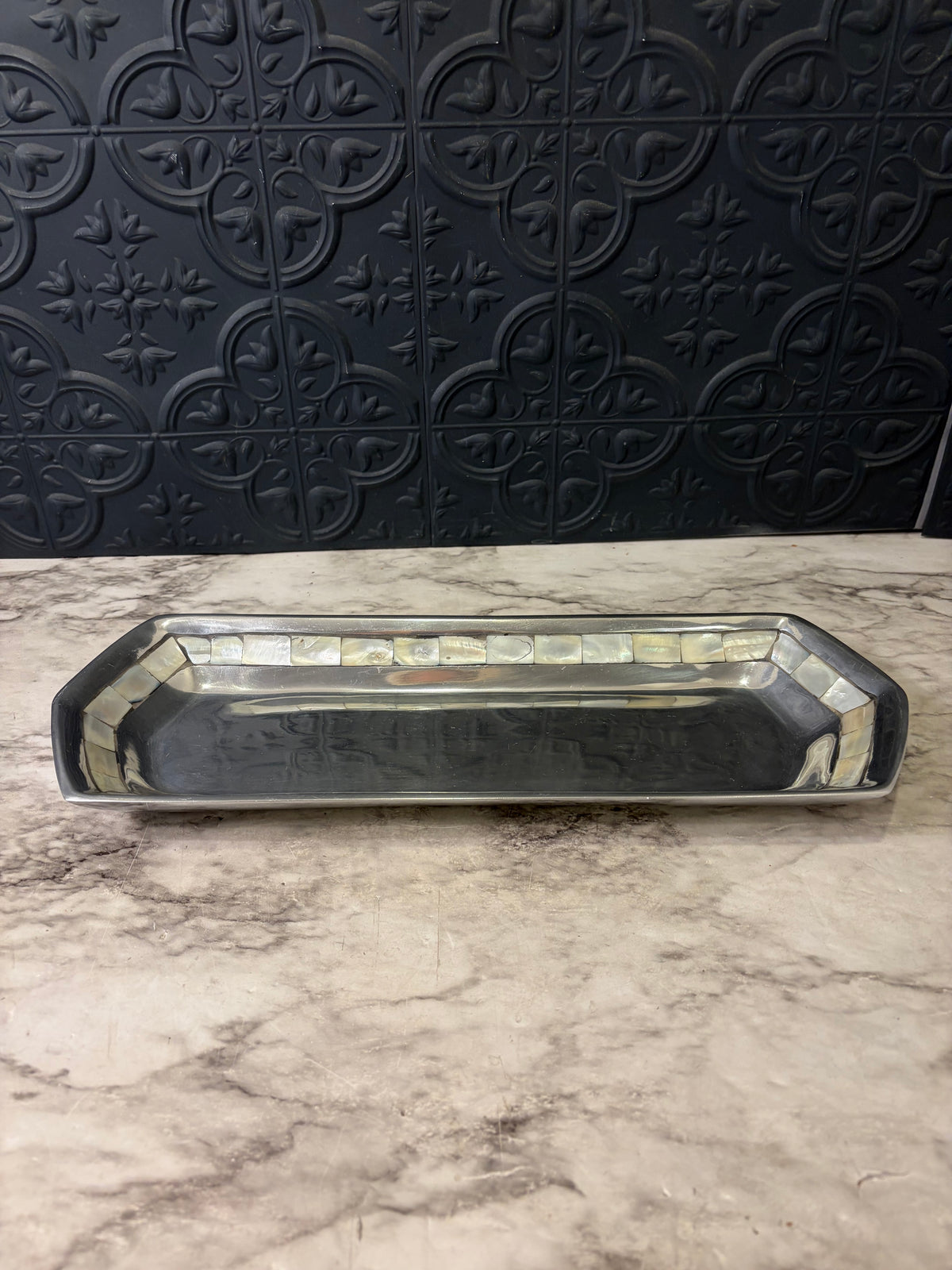 Towle Aluminum Tray with Mother of Pearl Inset