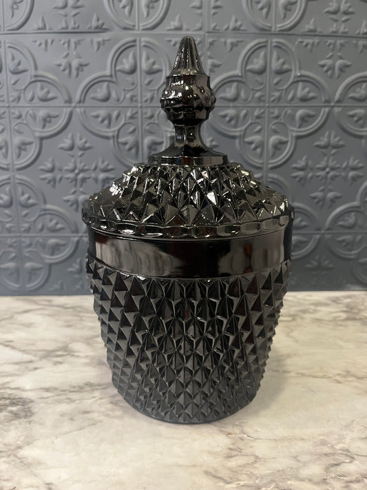 Indiana Glass Black Diamond Point Jar with Lid