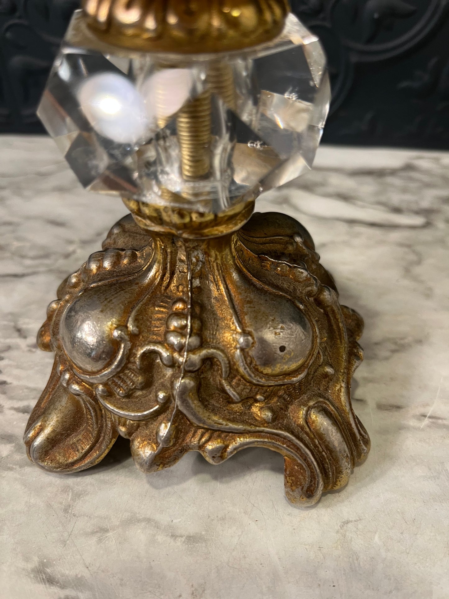 Hollywood Regency Candle Holder with Crystal