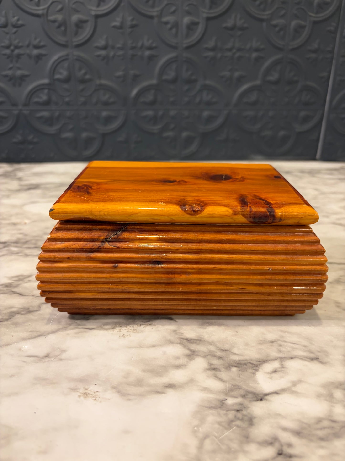 Wood Box with Ribbed Sides
