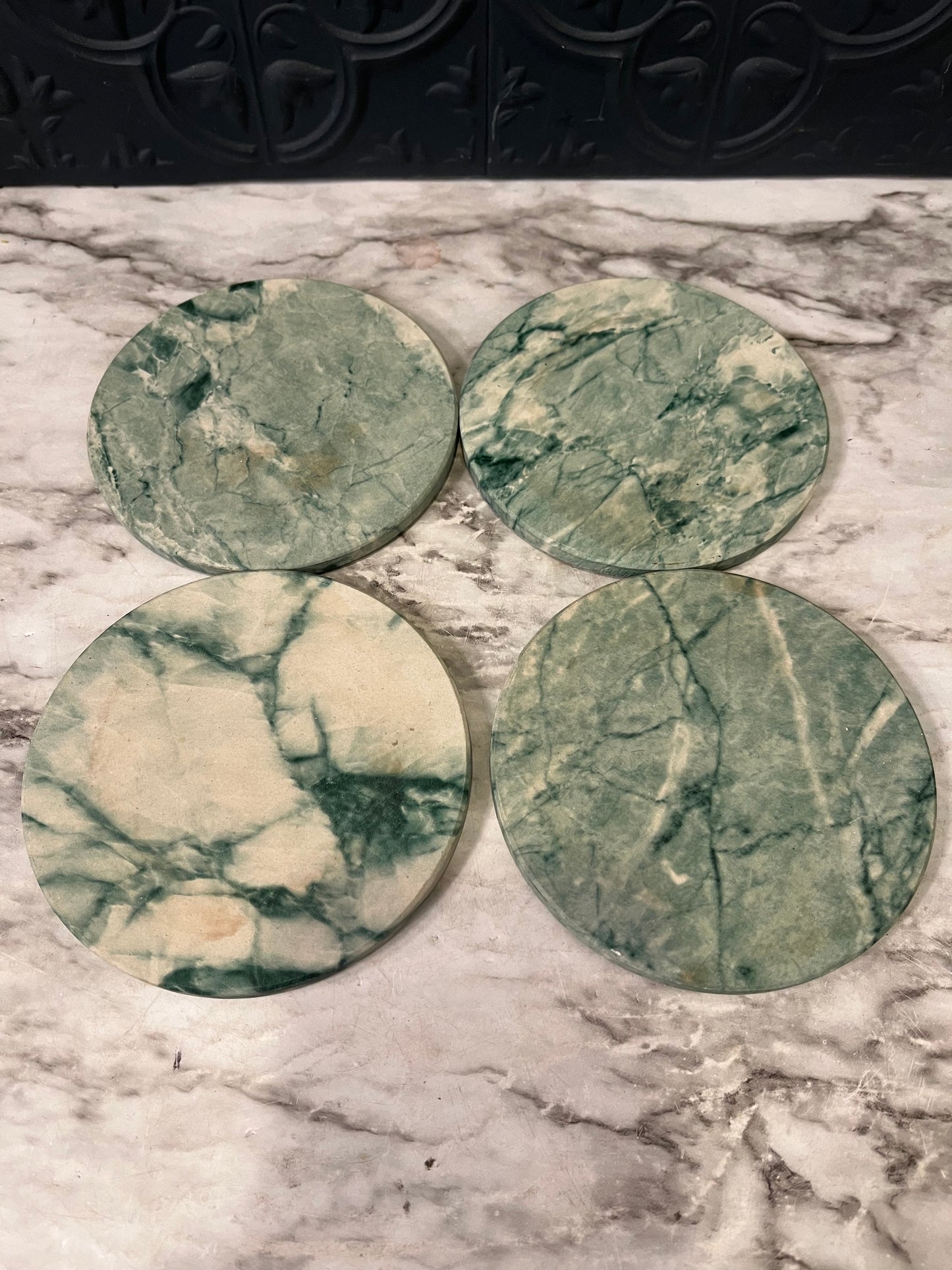 Green Stone Coasters Set of 4