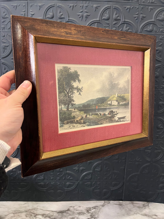 Currier and Ives Lithograph The River Side Framed