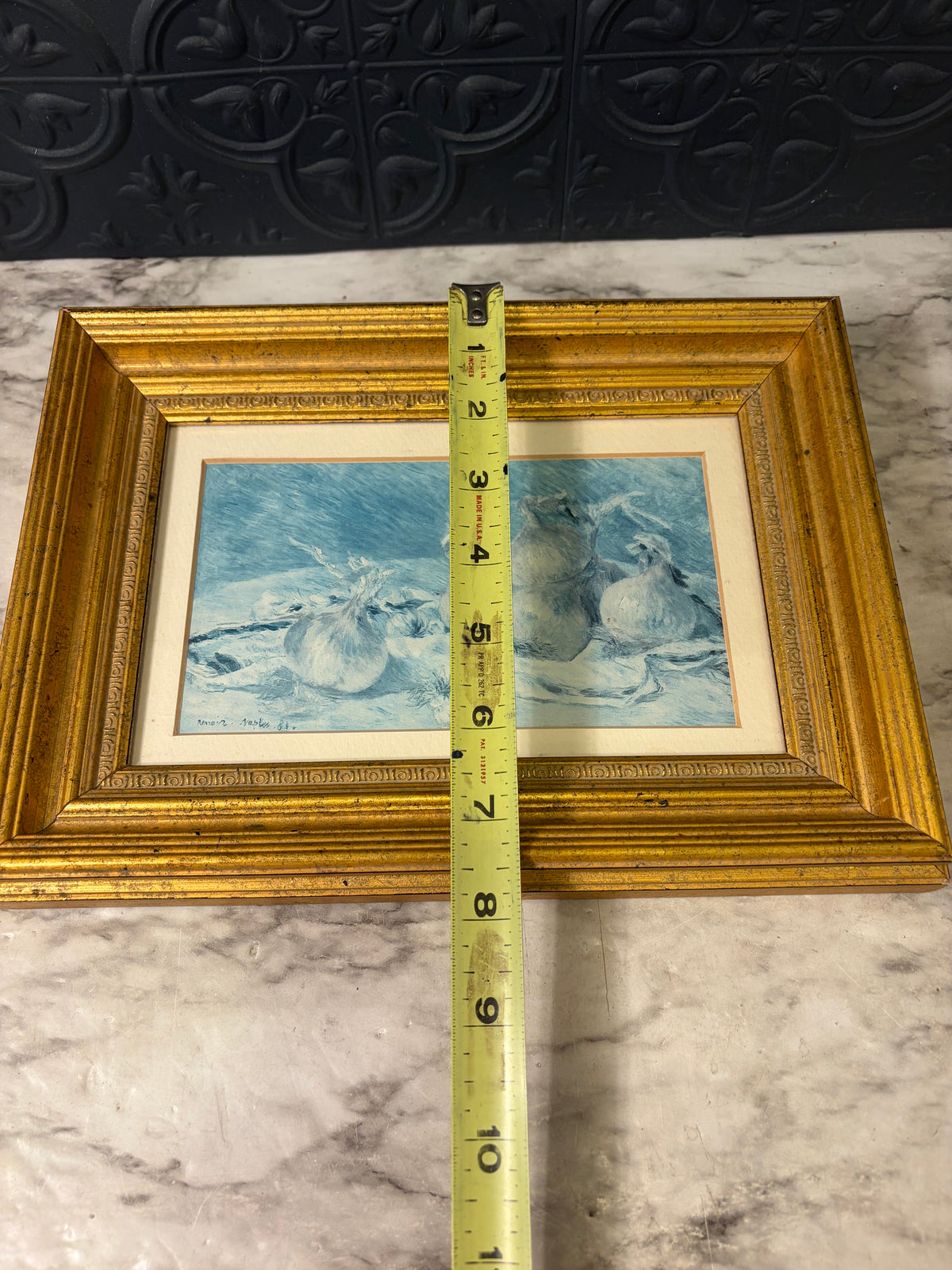 Blue Garlic Print in Gold Frame