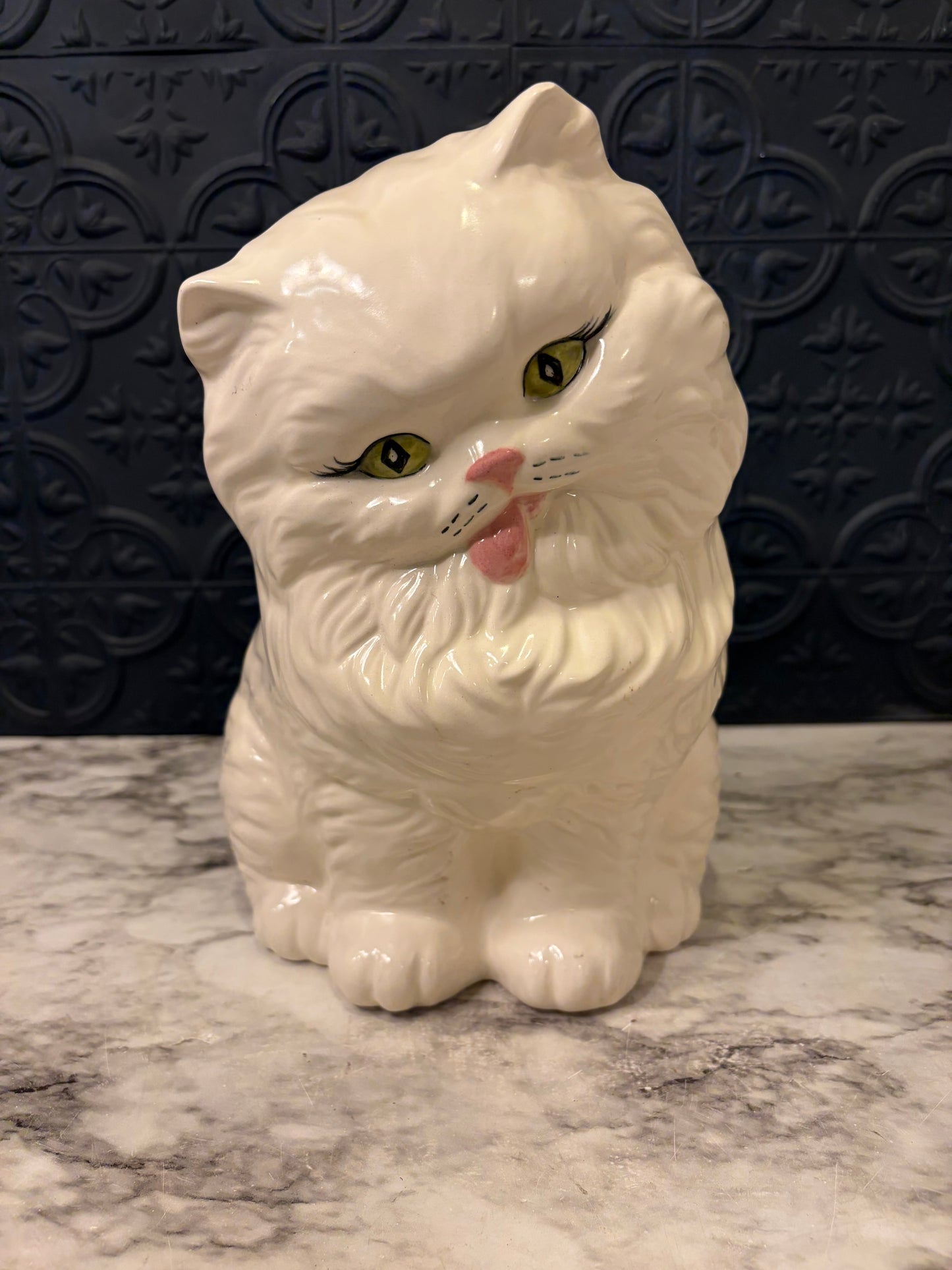 Ceramic White Cat  9.5"