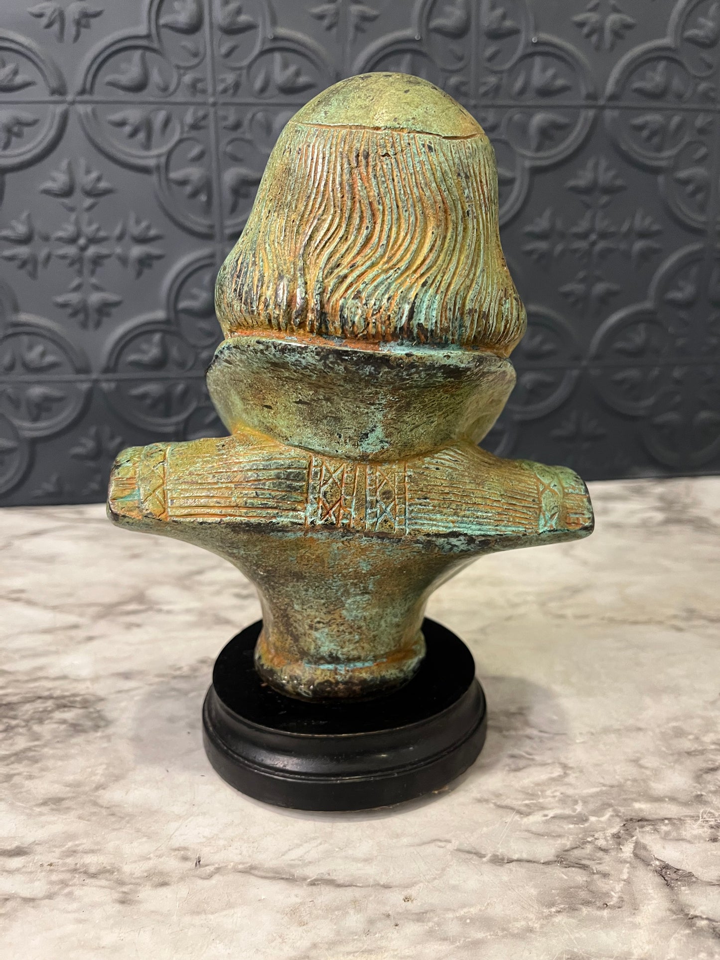 Metal Bust of Shakespeare Green  on Base