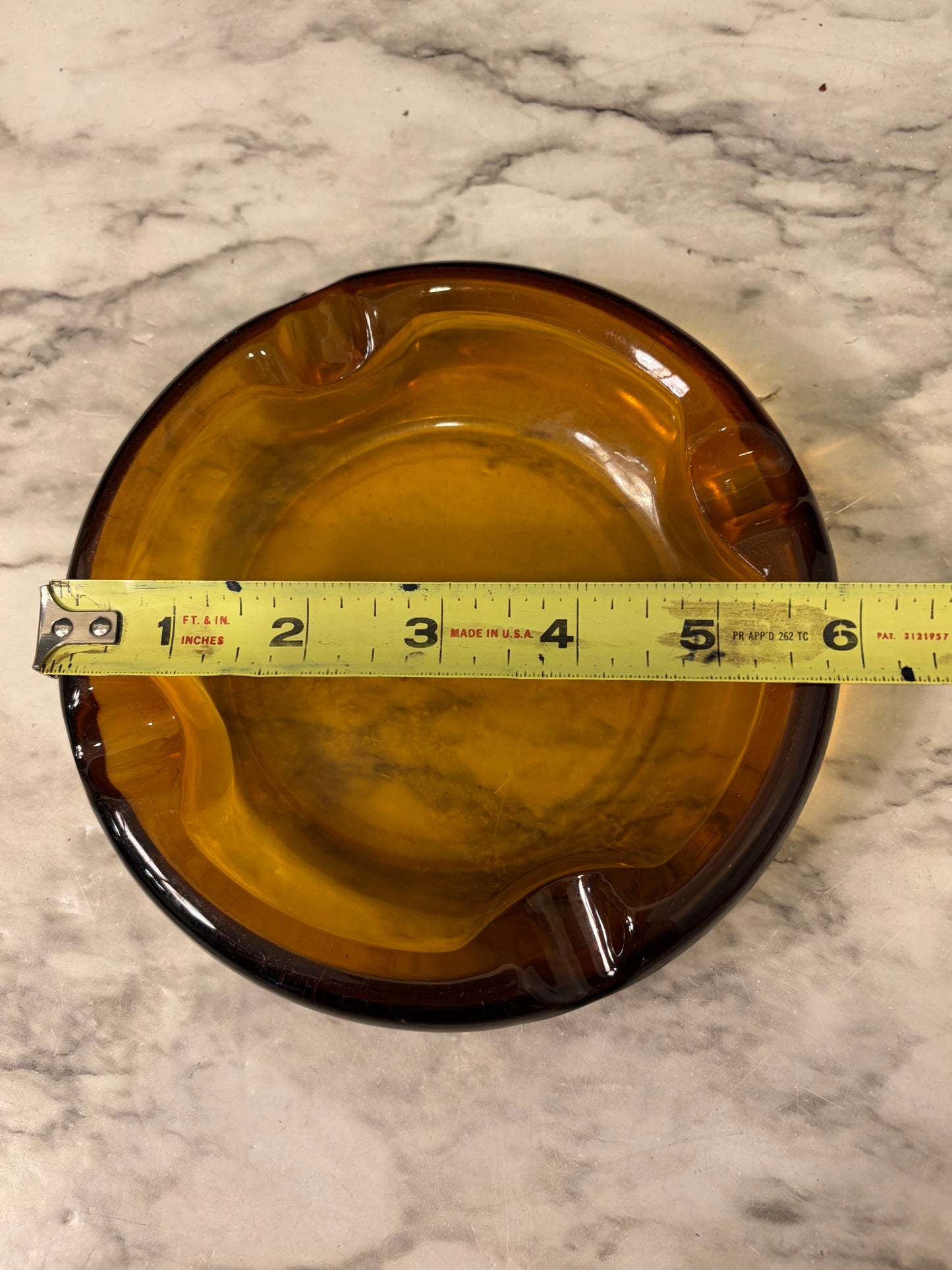 Amber Glass Round Ashtray 6"