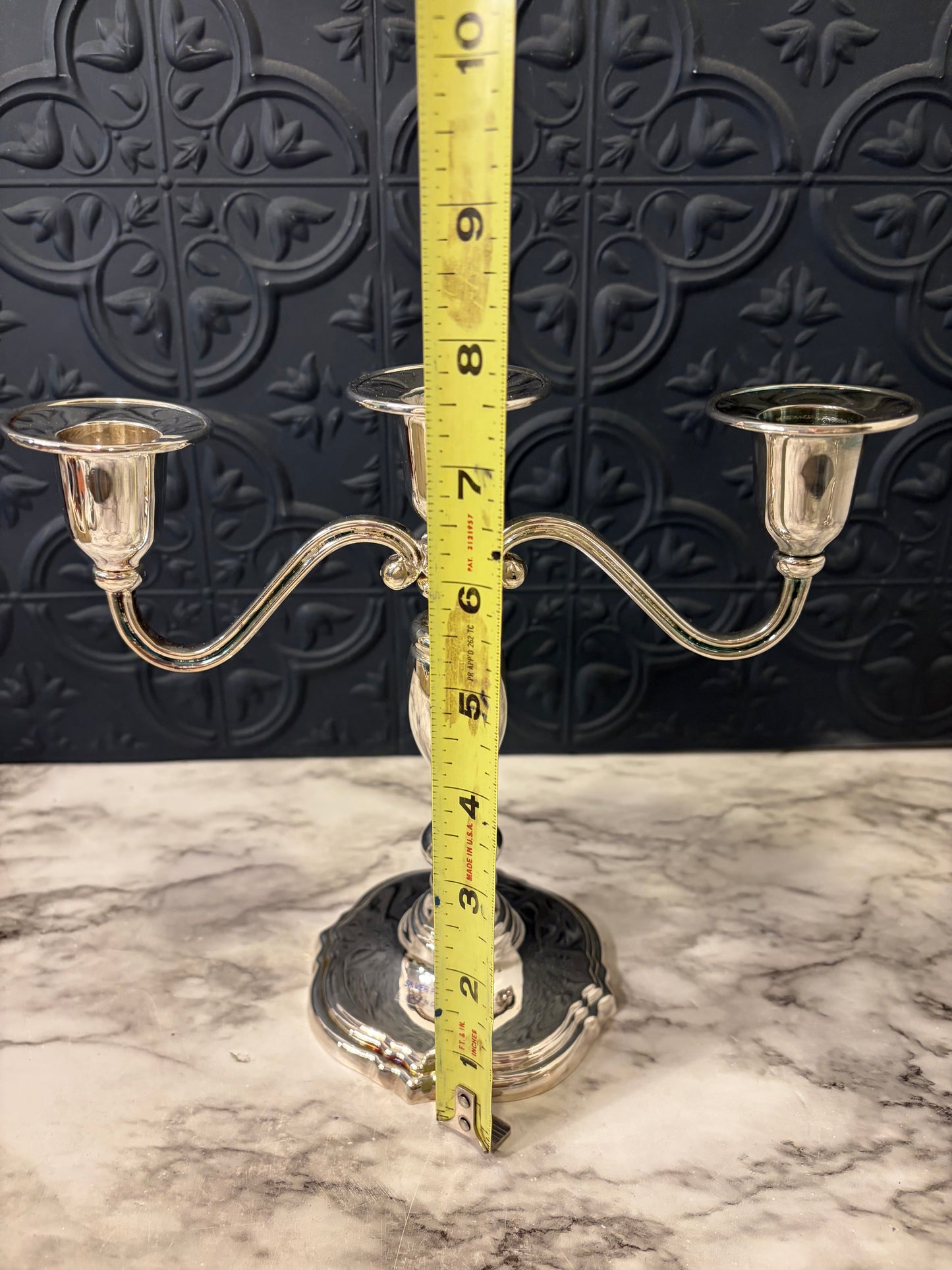 Silver Plate Candelabra Three Arm