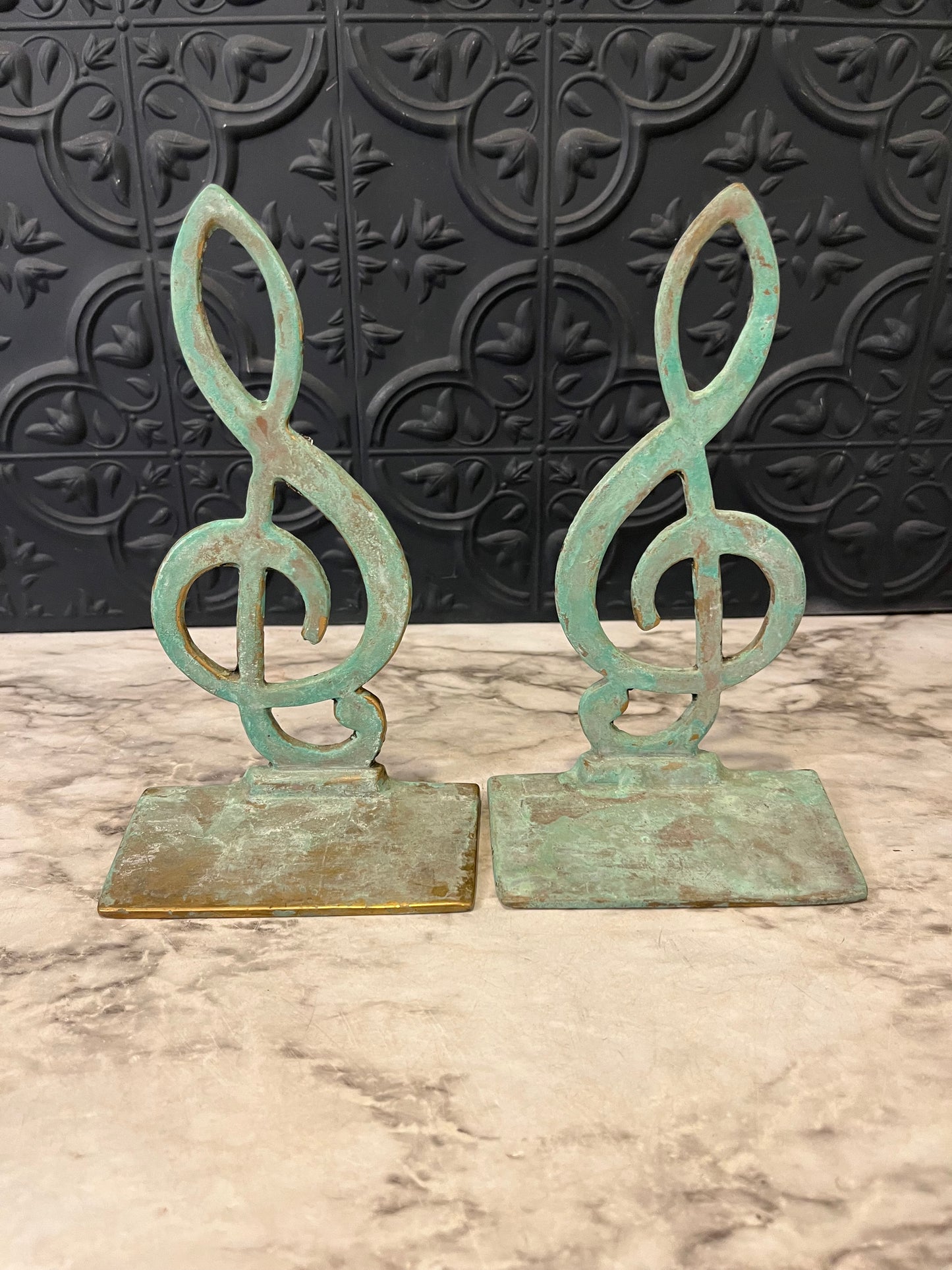 Brass Treble Clef Bookends