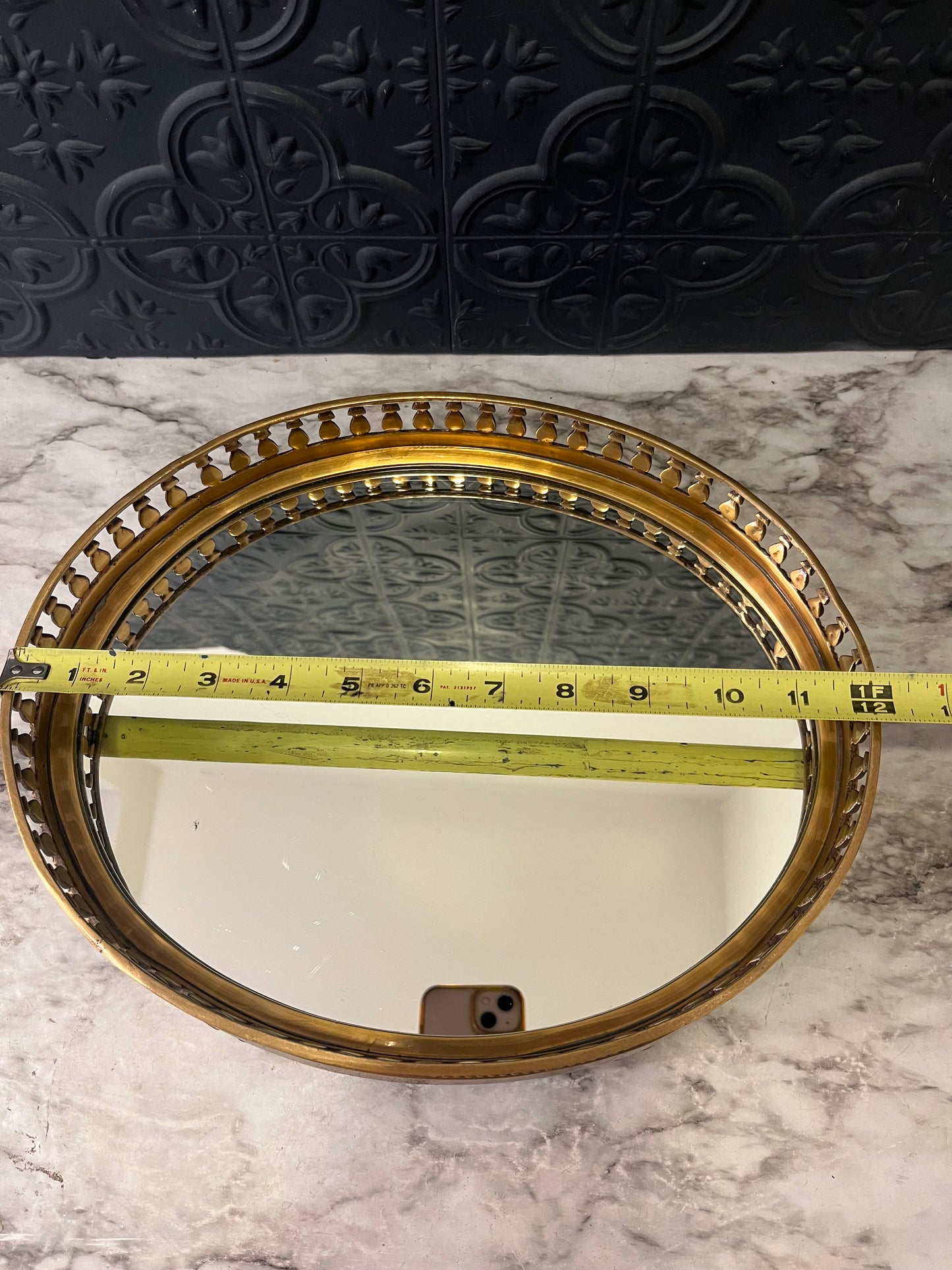 Heavy Brass and Mirror Footed Tray