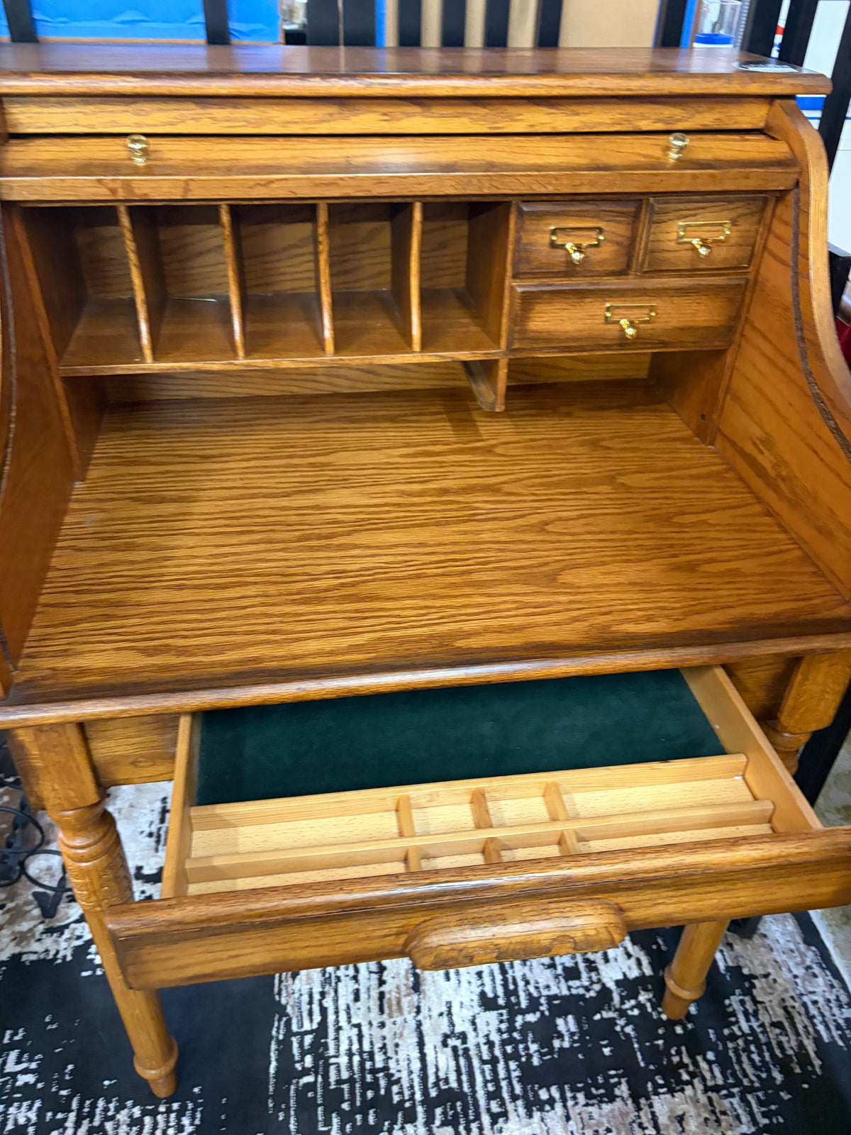 Oak Roll Top Desk  45 x 32