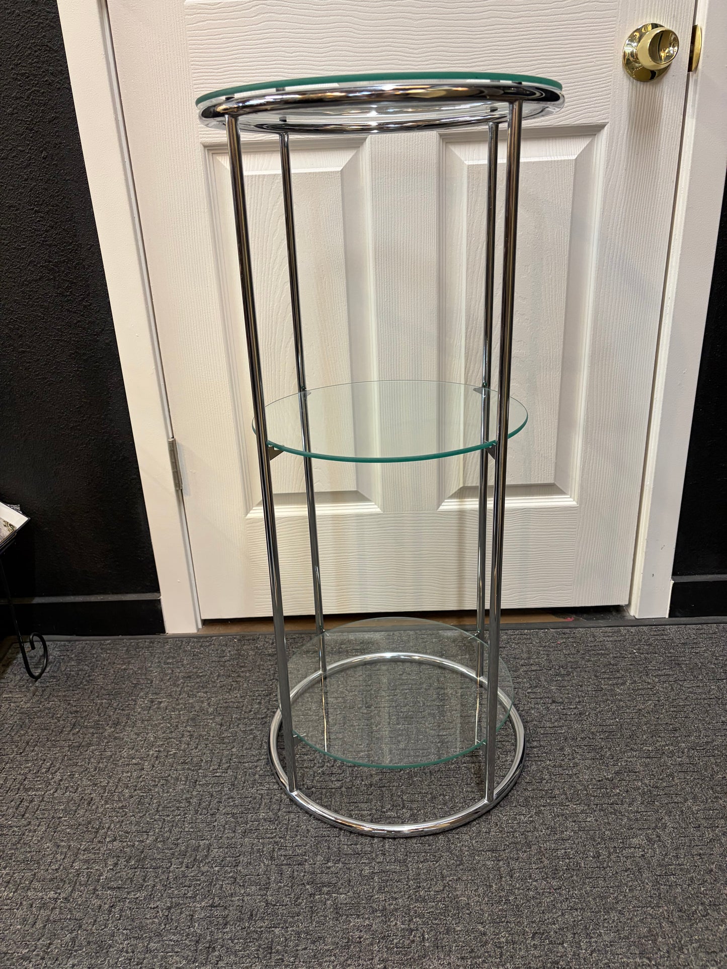 Chrome and Glass 3 Tier Plant Stand