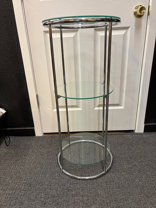 Chrome and Glass 3 Tier Plant Stand