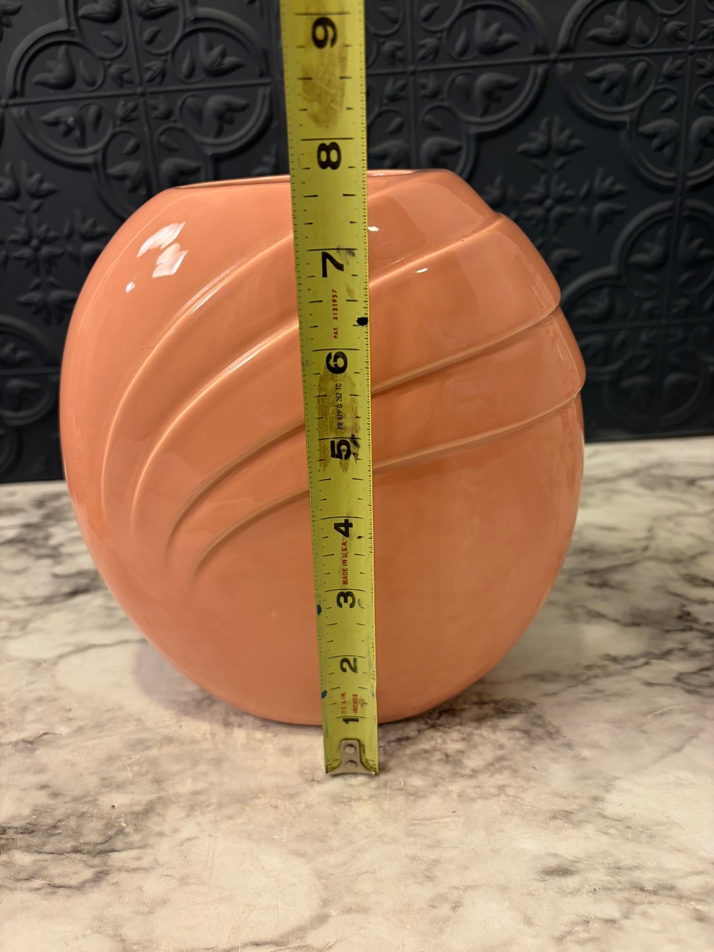 Peach Art Deco Round Vase