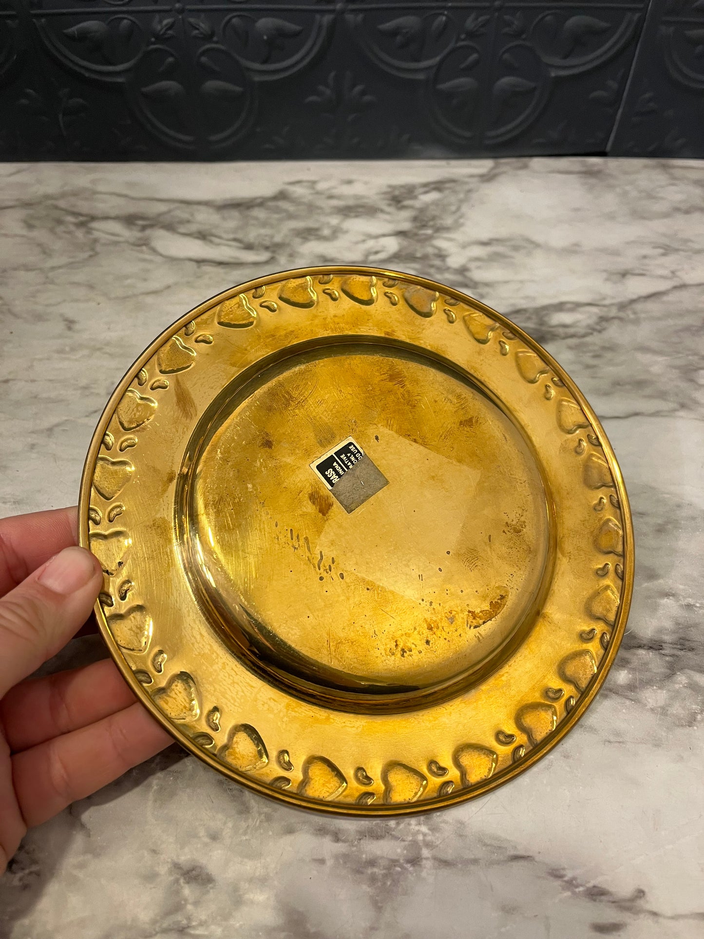 Brass Plate 7" with Heart Relief