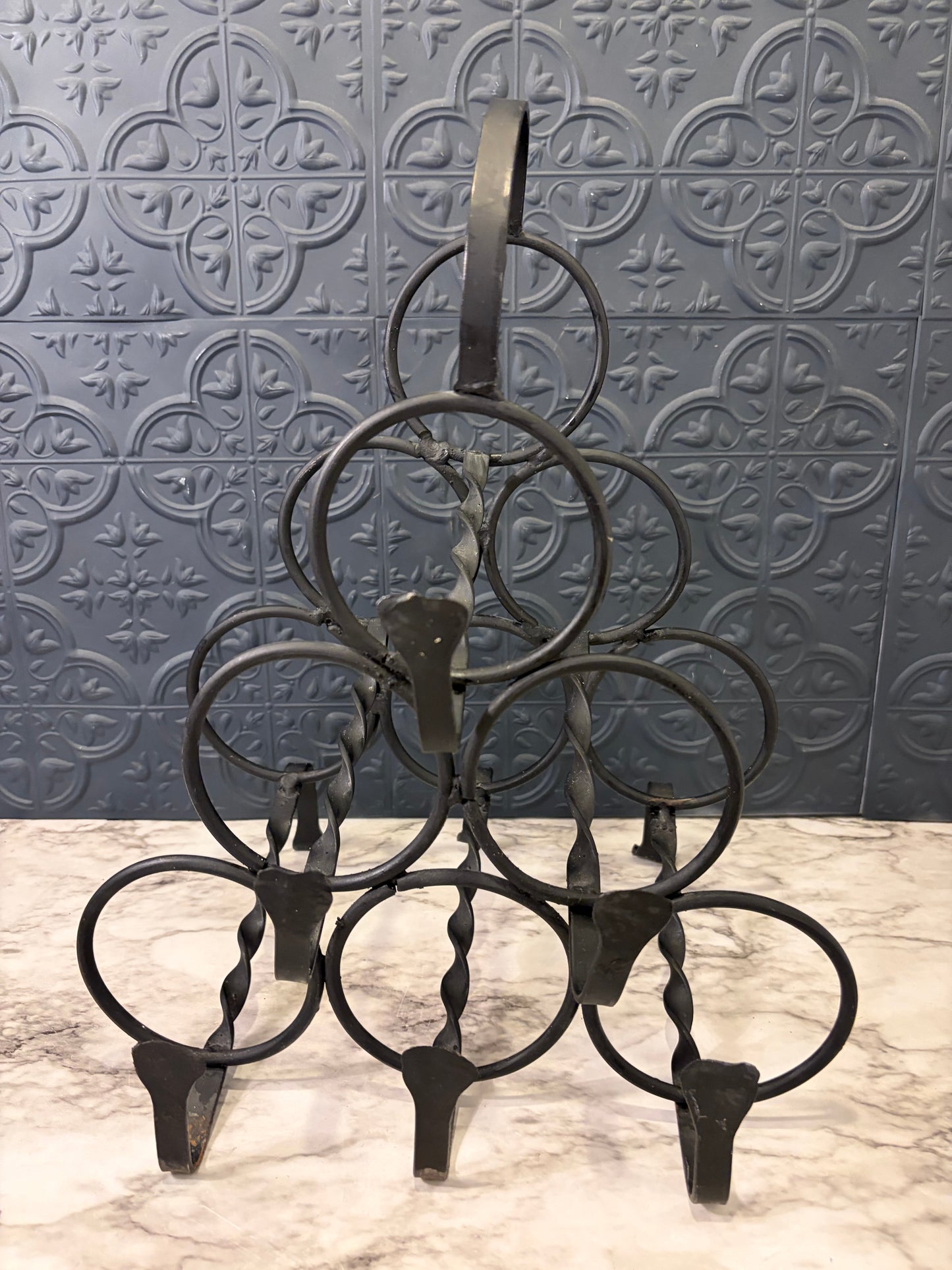 Brutalist Black Iron Wine Rack