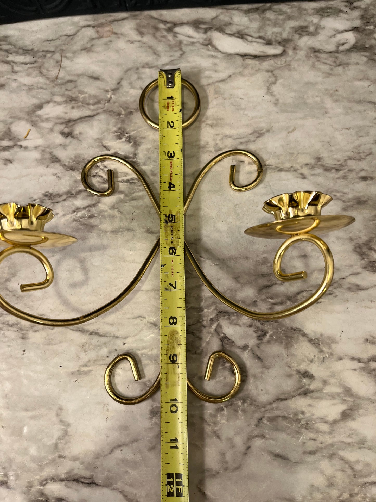 Brass dual Candle Sconce with Scroll Design