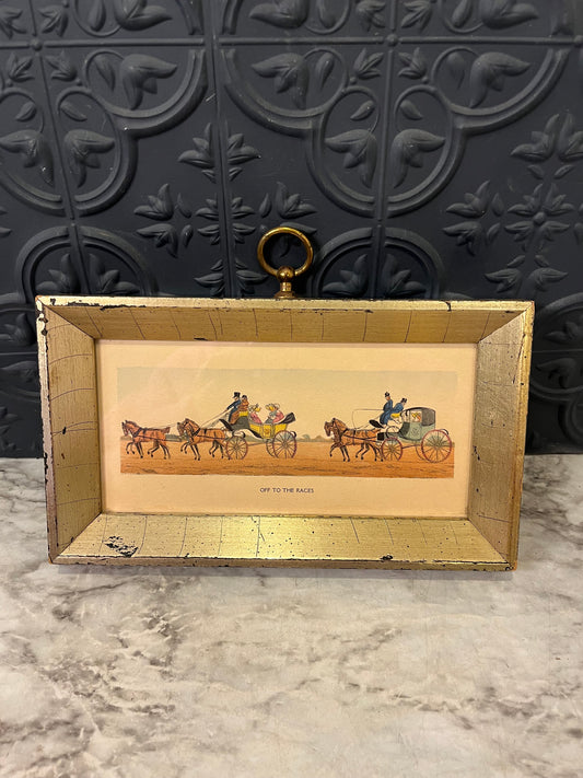 Off to the Races Vintage Print in Frame