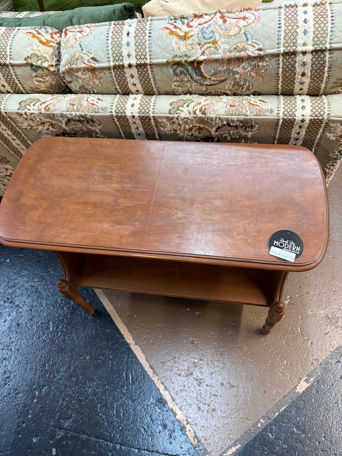 Vintage Rectangle Wood Table with Book ledge