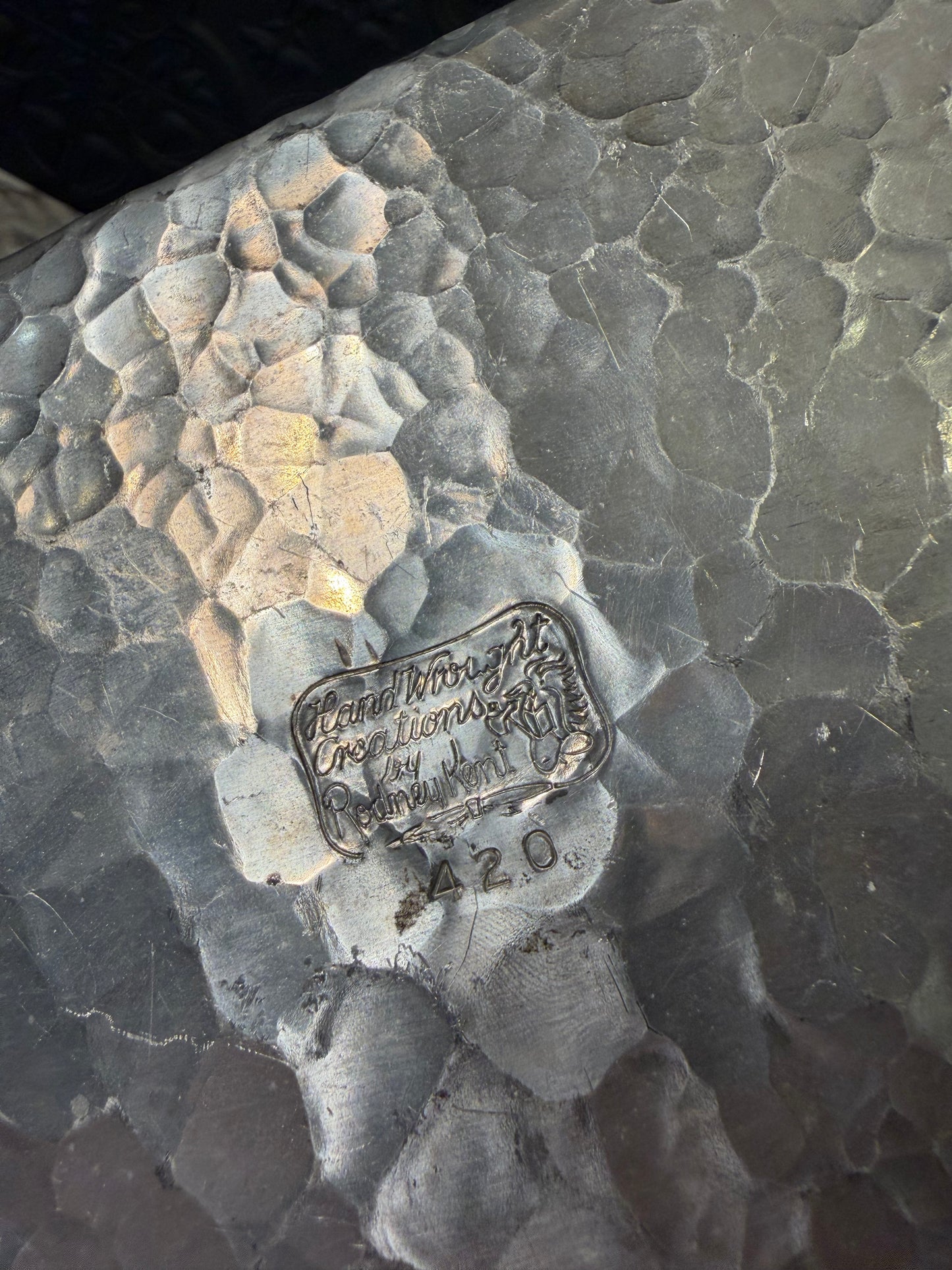Hand Wrought Creations by Rodney Kent Hammered Aluminum Tray Pattern 420