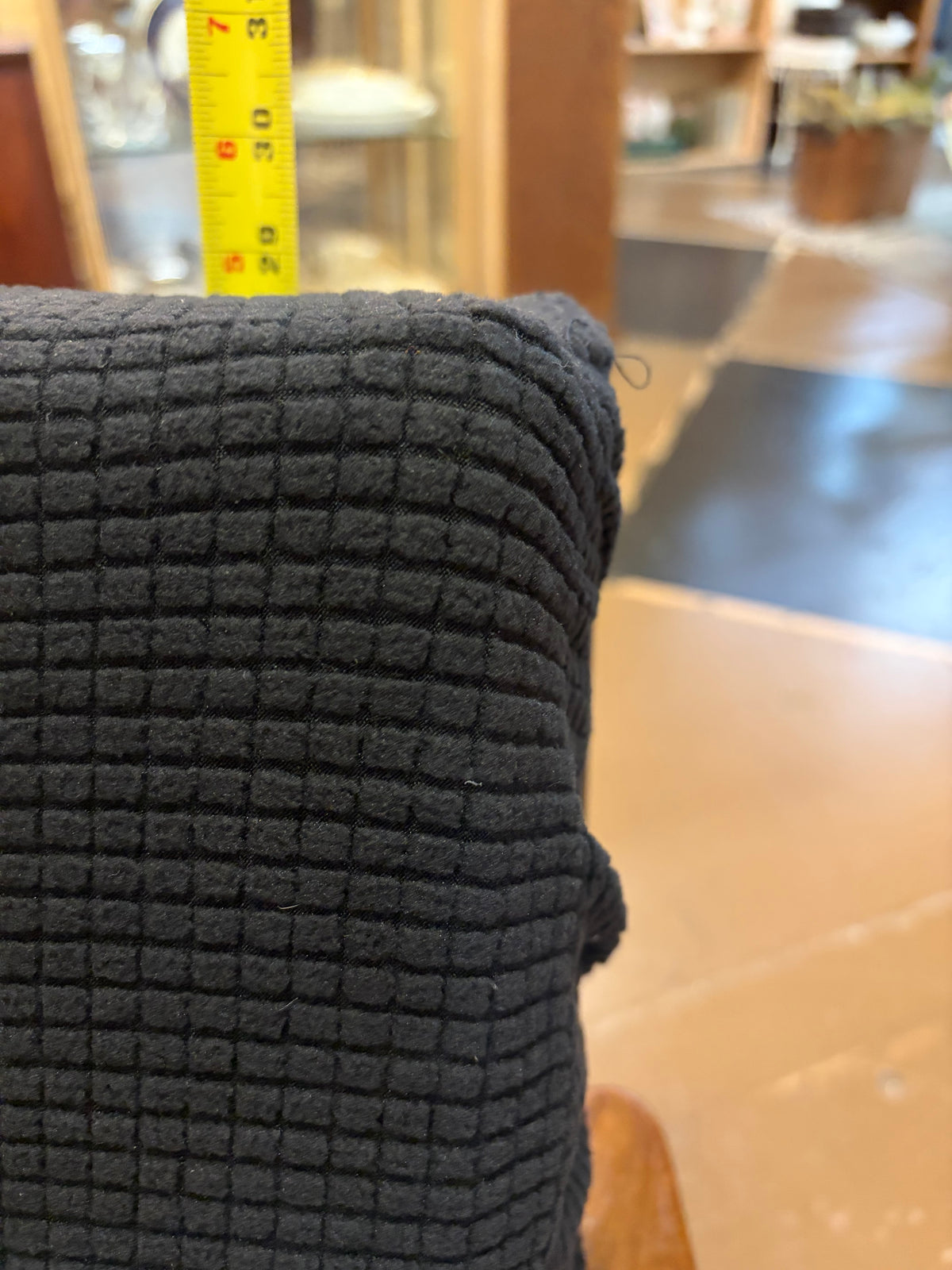 Mid Century Chair with Cane Side and Black Cusion