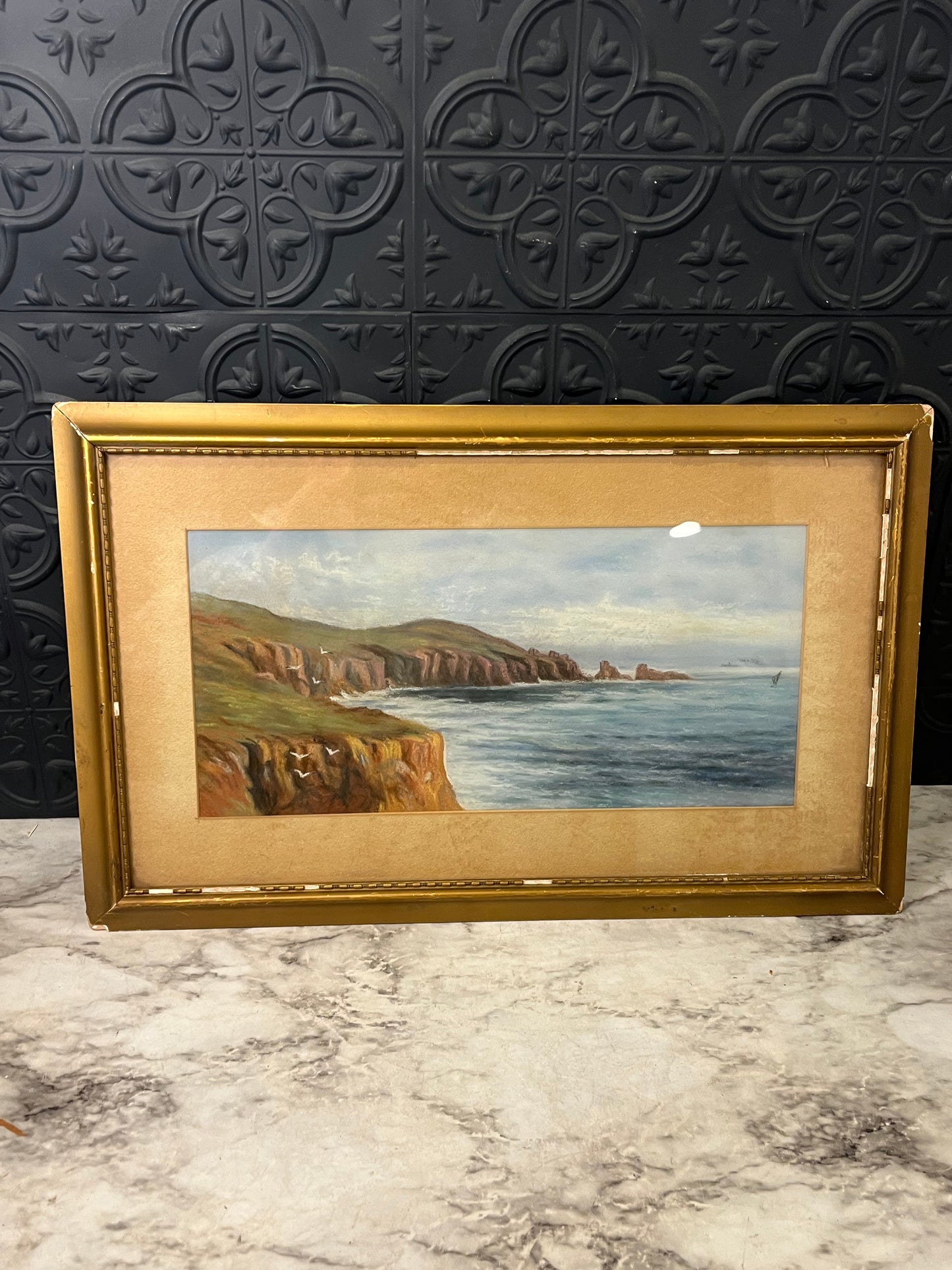 Antique Cornish Coast Pastel