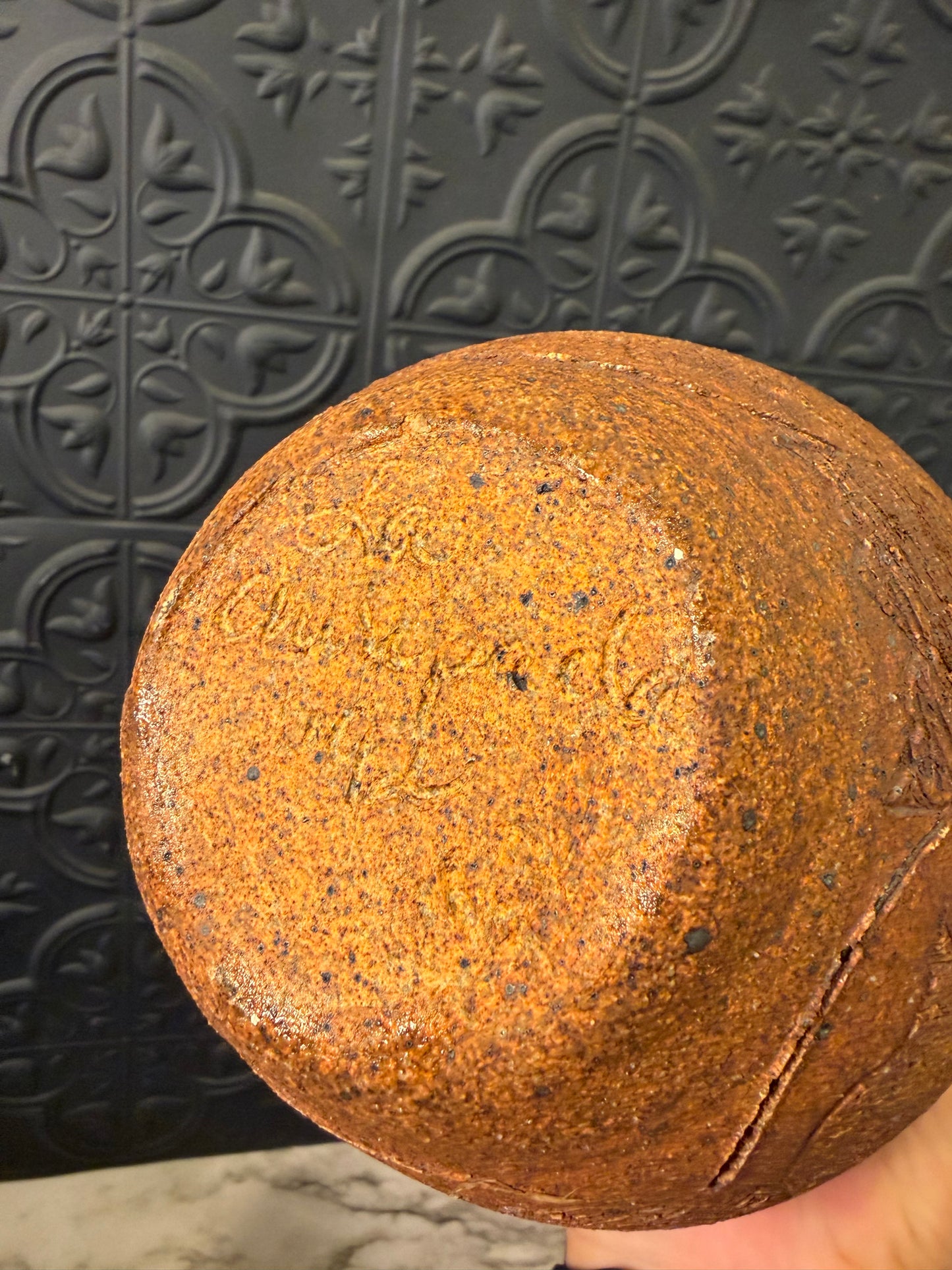 Pottery Vase with Bluish Purple Neck
