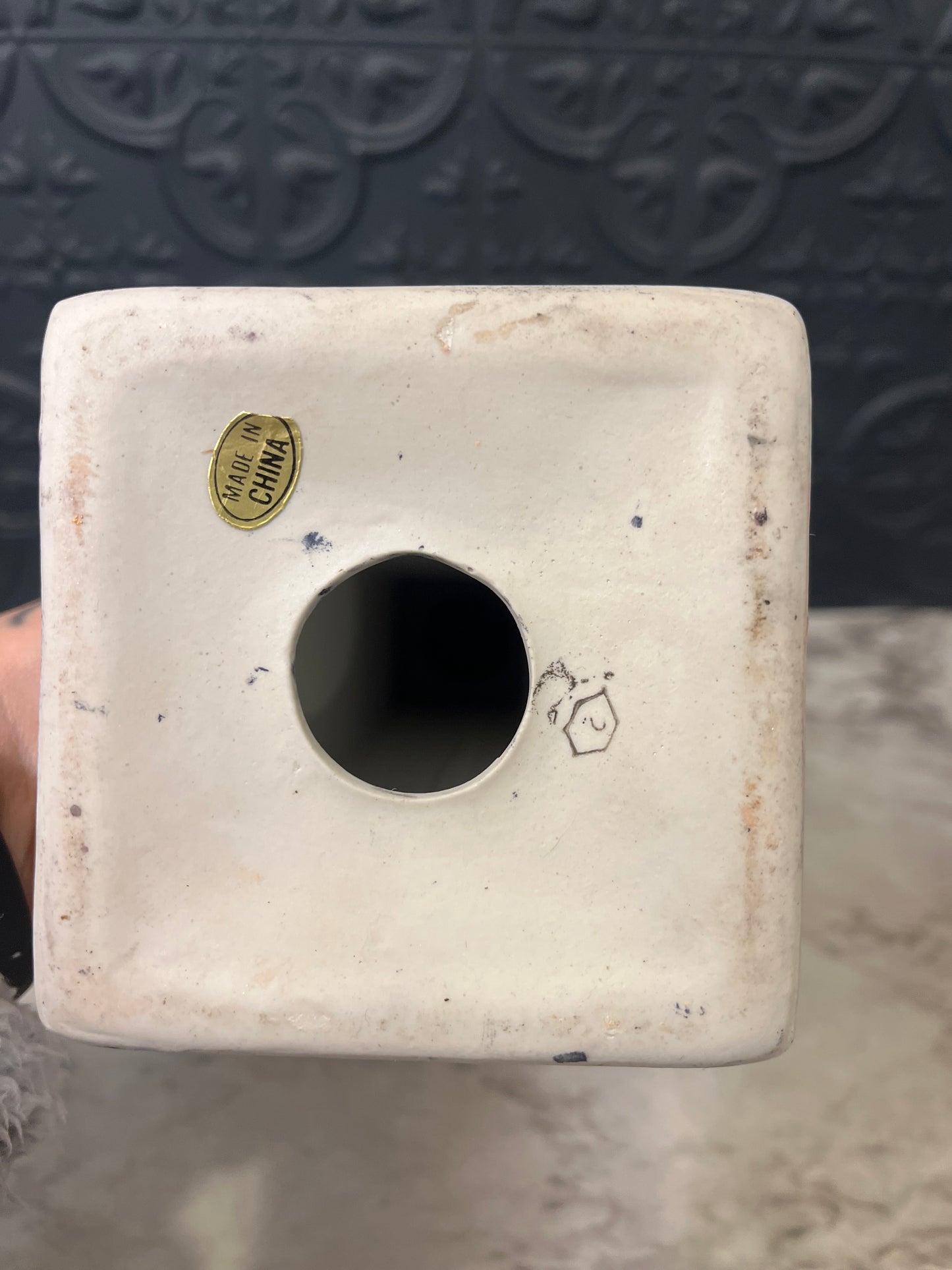 Porcelain Candle Holder with Pink Floral