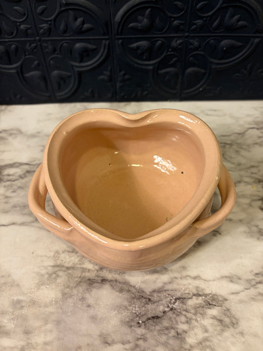 Peach Studio Pottery Heart Dish with handles