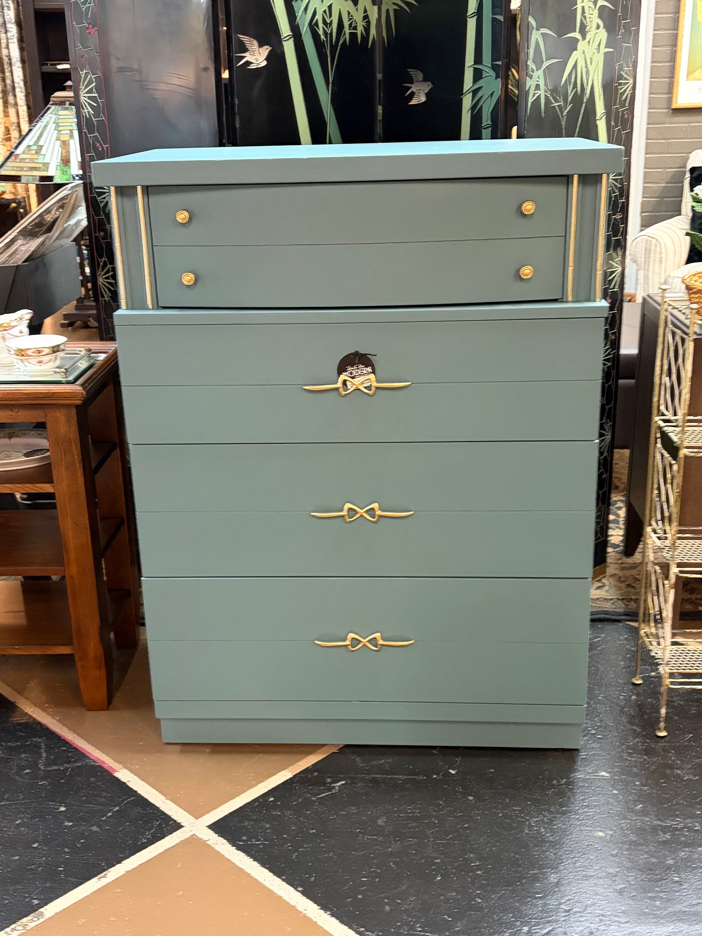 Mid Century Dresser Refinished in River Rock Color