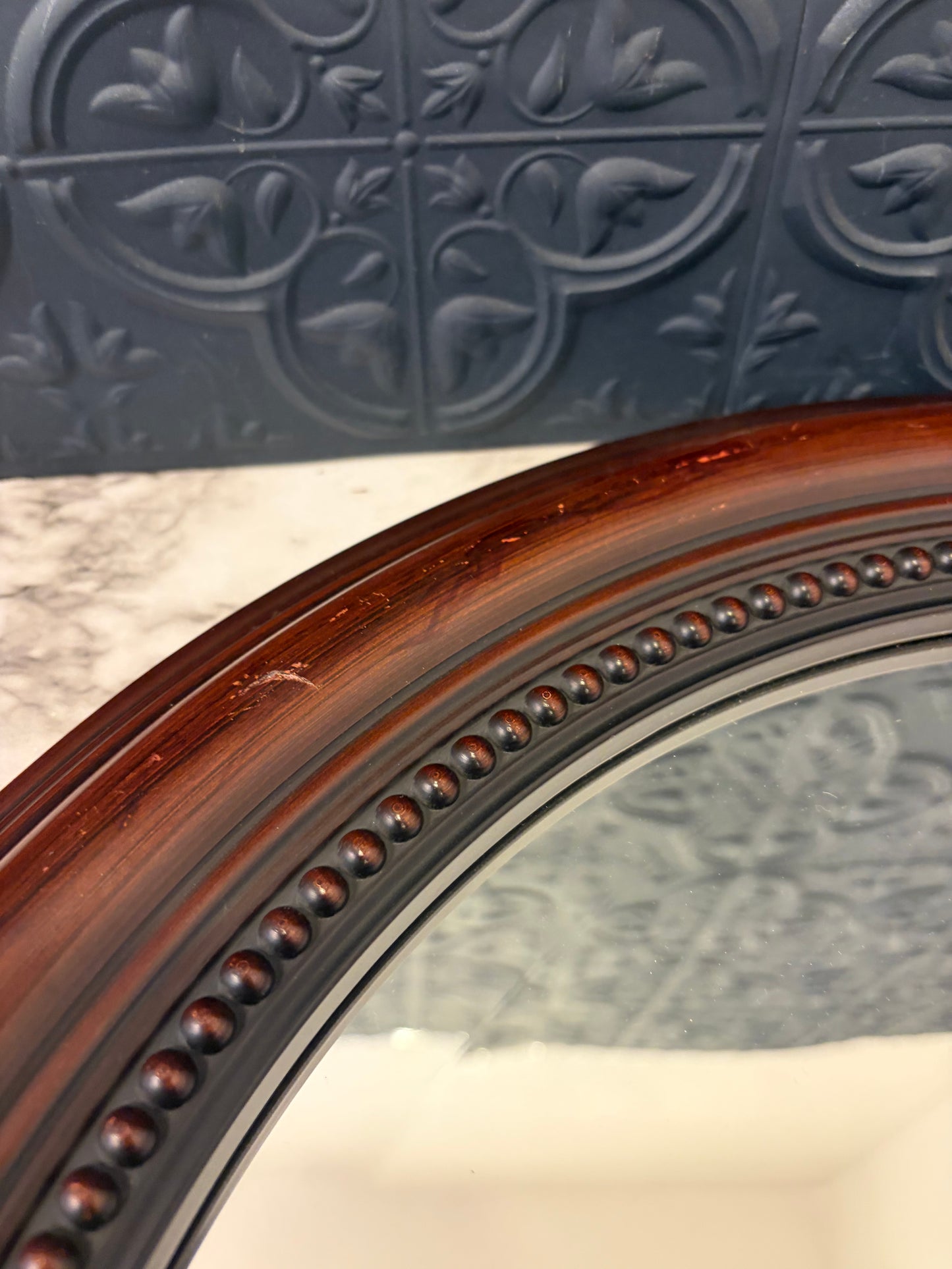 Round Brown Mirror with Dots 19.5"