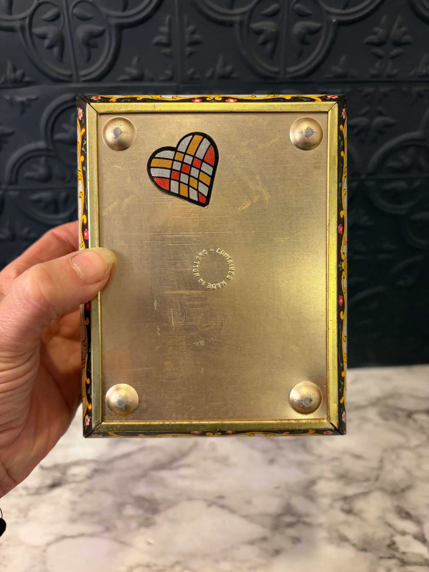 Floral Pattern Biscut Tin