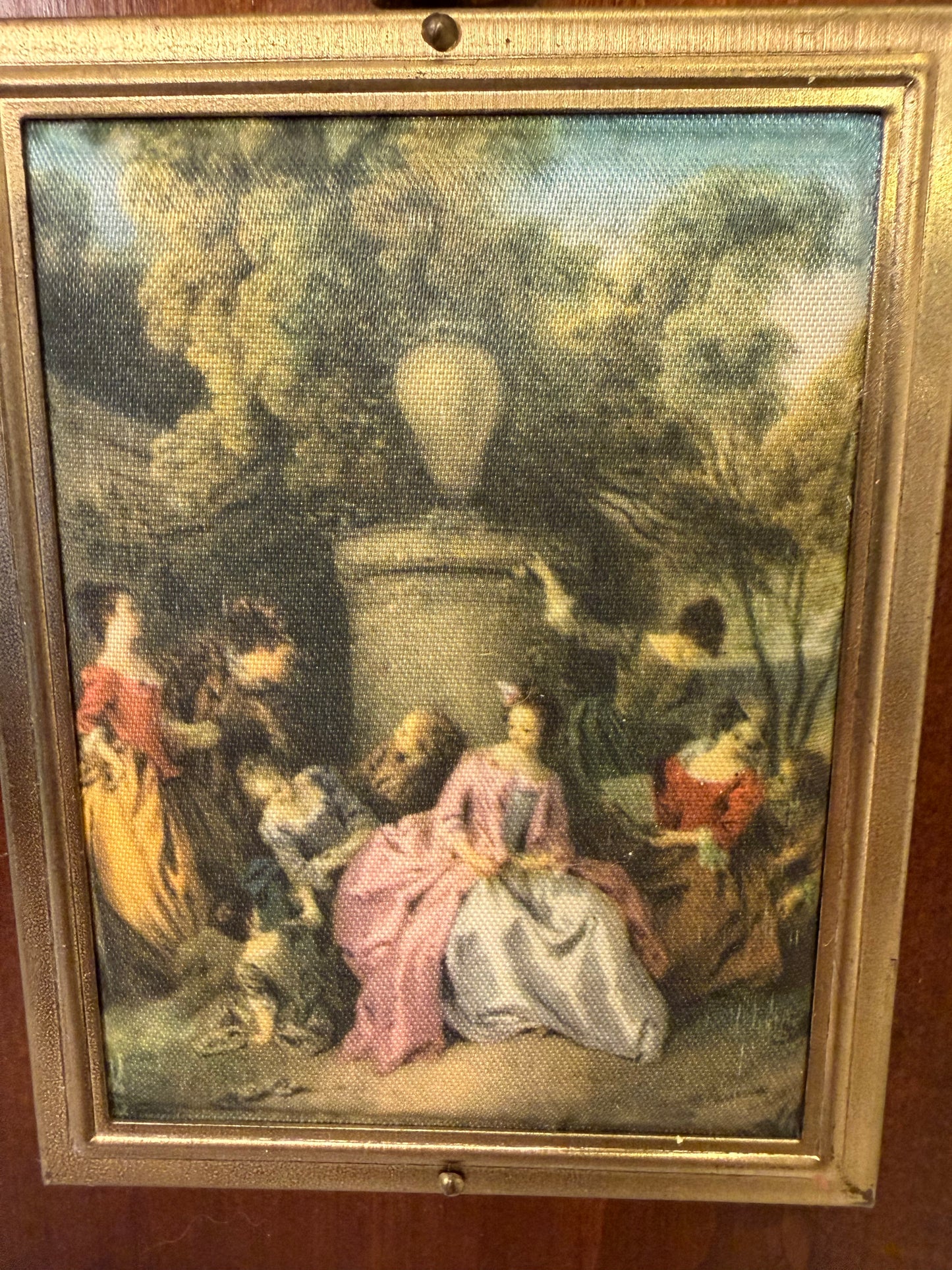Silk Picture of Women Mounted on Wood