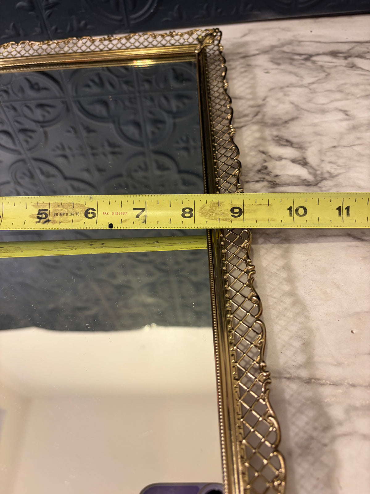 14" Mirror Tray with Delicate Filigree edging