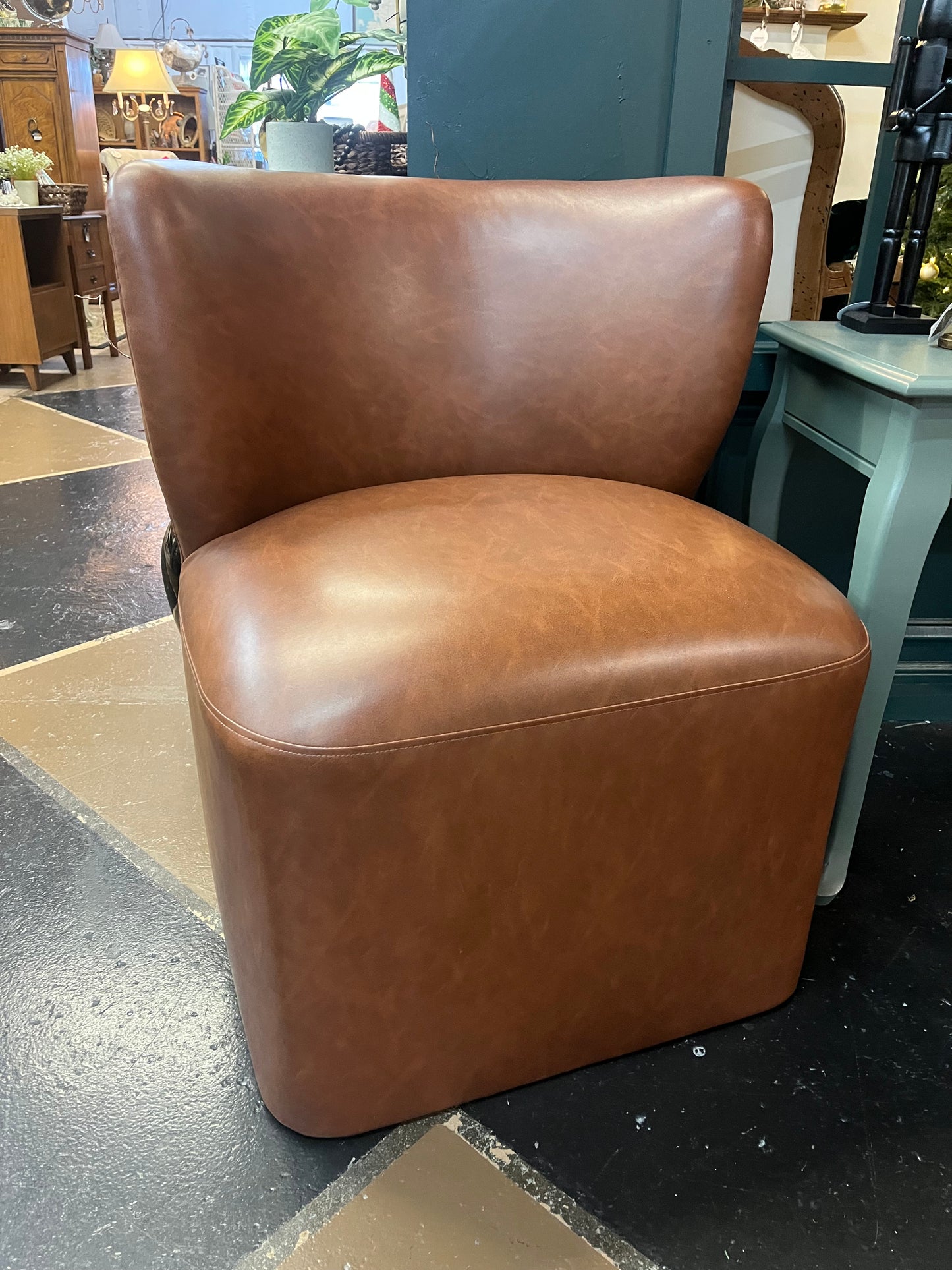 Brown Faux Leather Chair