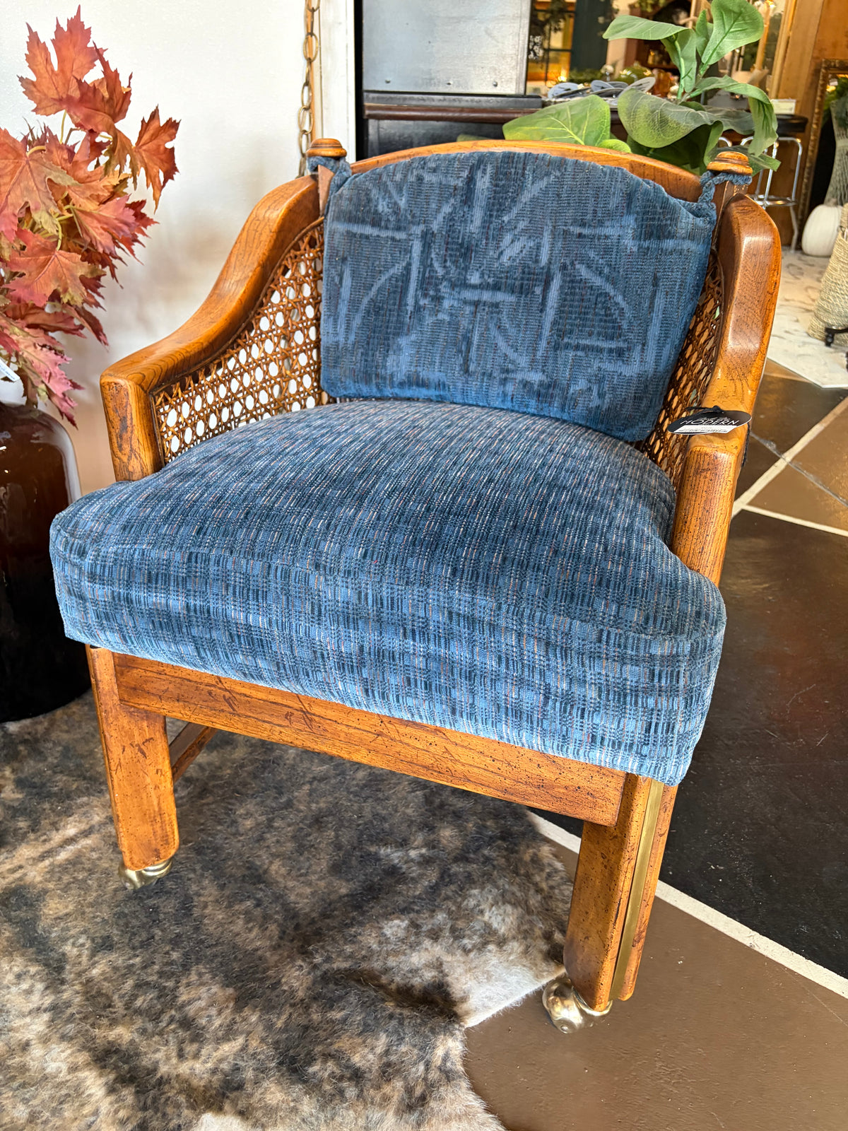 Rolling Blue Chair with Cane